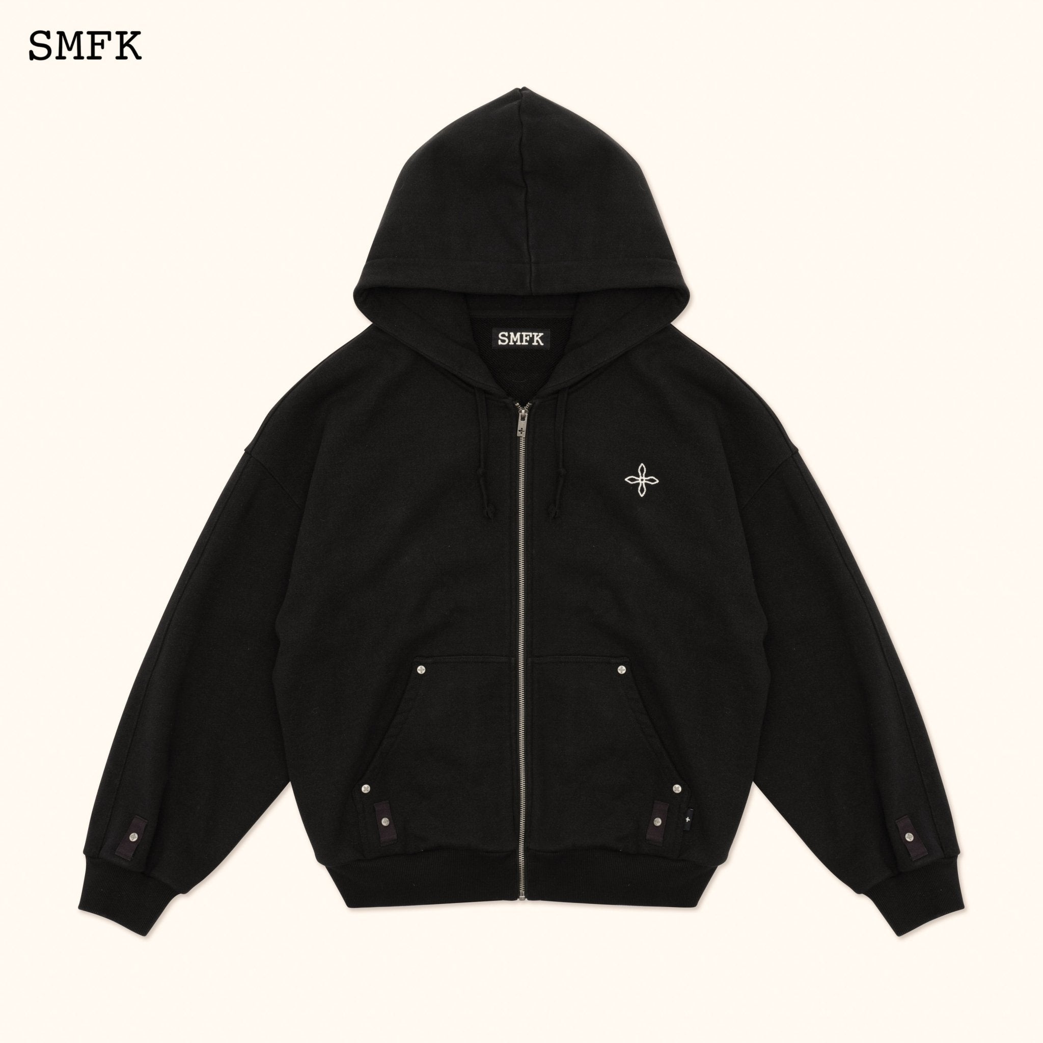 Compass Classic Cross Hoodie Black Jacket | MADAX