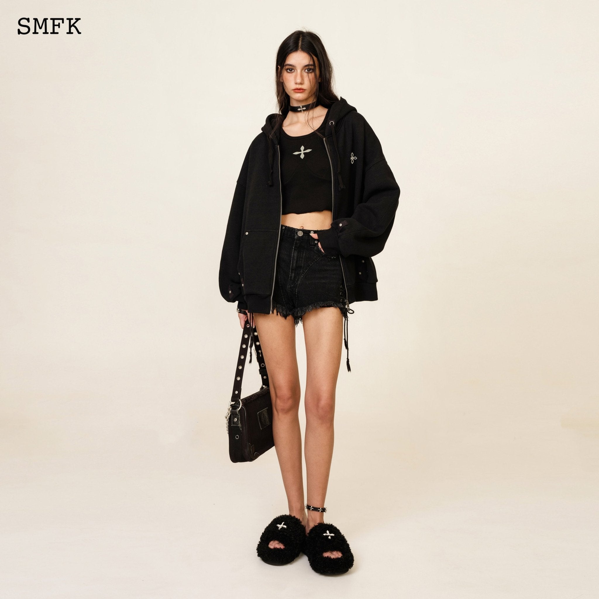 Compass Classic Cross Hoodie Black Jacket | MADAX