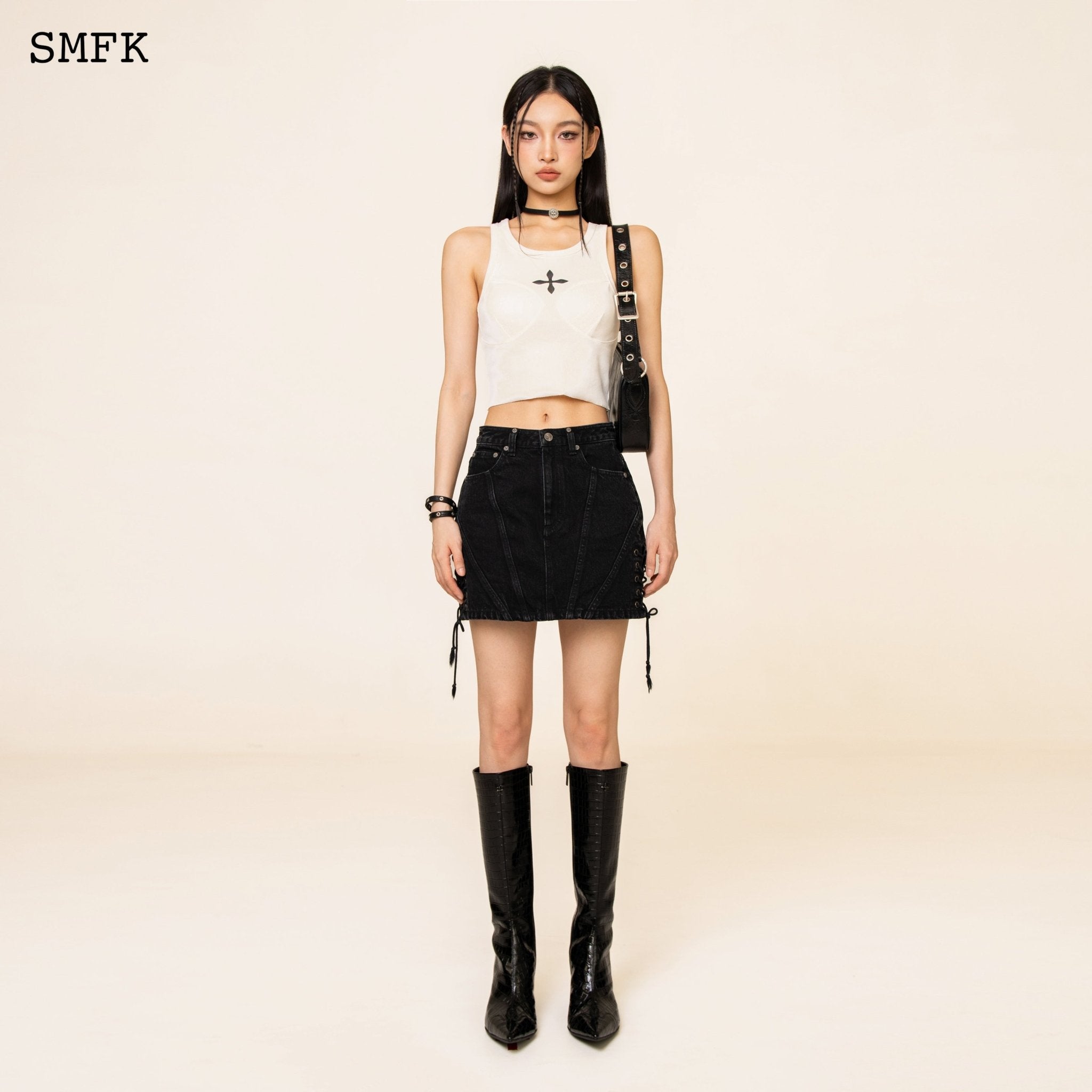 SMFK Compass Classic Cross Rider Vest Top In White | MADA IN CHINA