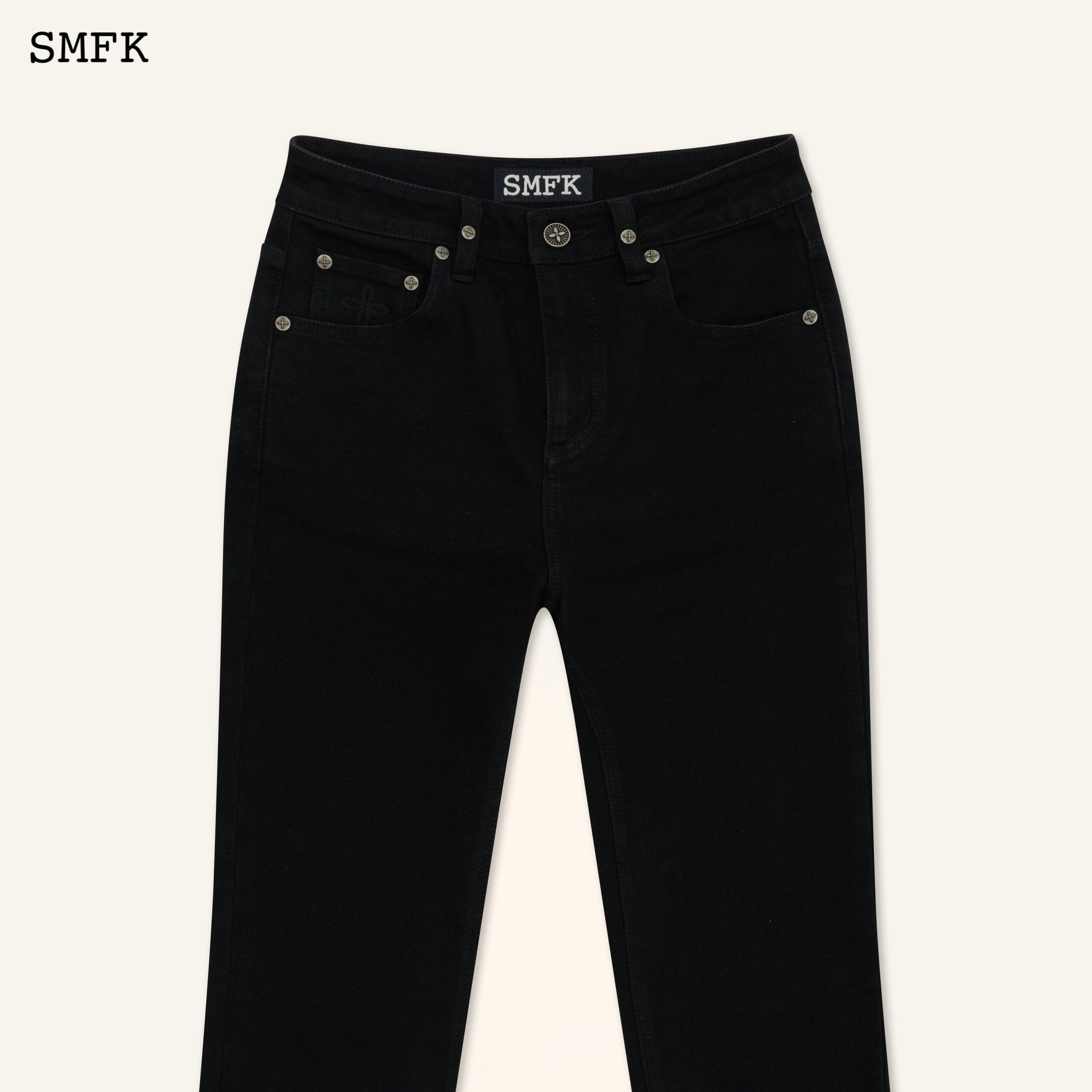 SMFK Compass Classic Horseshoe Flared Jeans Black | MADA IN CHINA