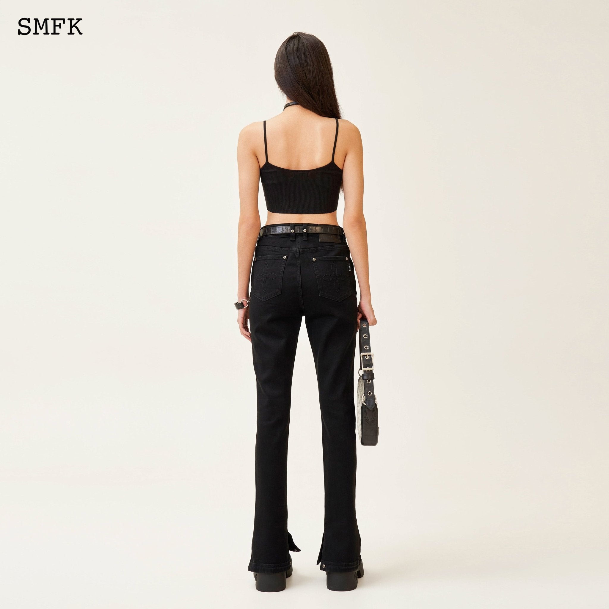 SMFK Compass Classic Horseshoe Flared Jeans Black | MADA IN CHINA