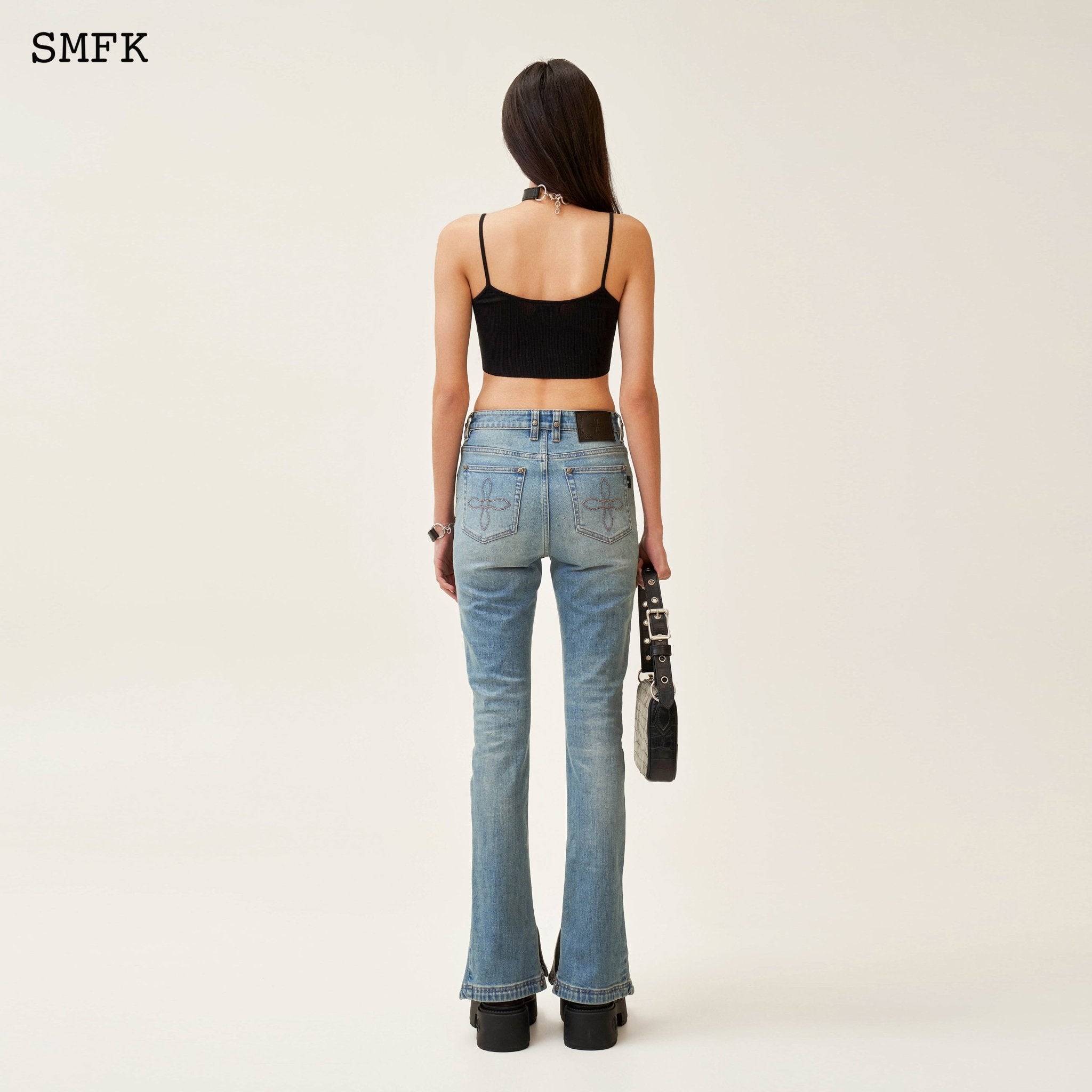 SMFK Compass Classic Horseshoe Flared Jeans Blue | MADA IN CHINA