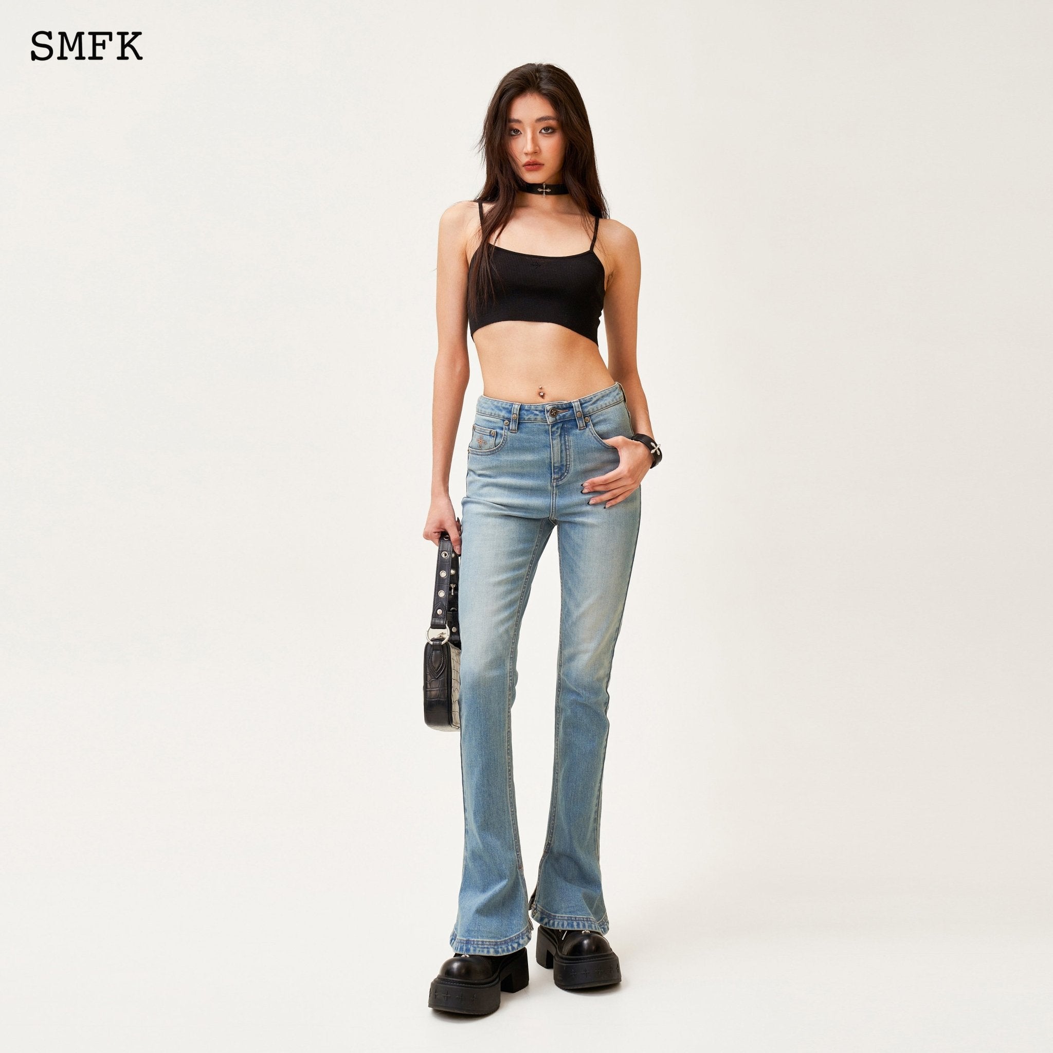 SMFK Compass Classic Horseshoe Flared Jeans Blue | MADA IN CHINA