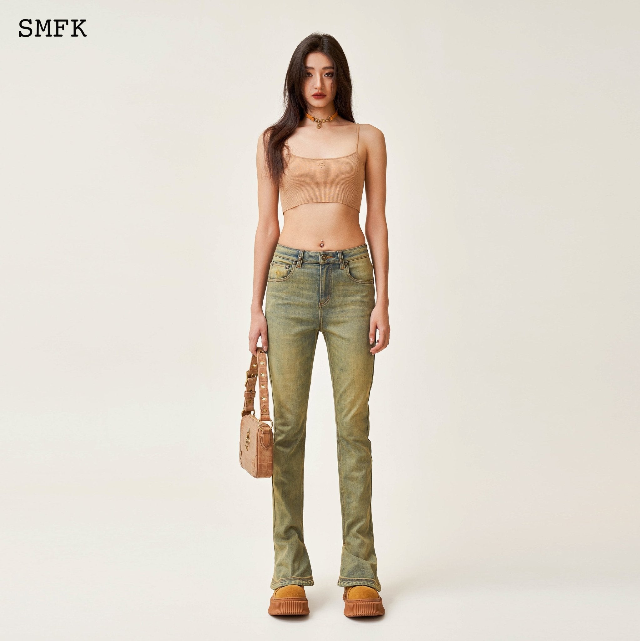 SMFK Compass Classic Horseshoe Flared Jeans Cheese | MADA IN CHINA