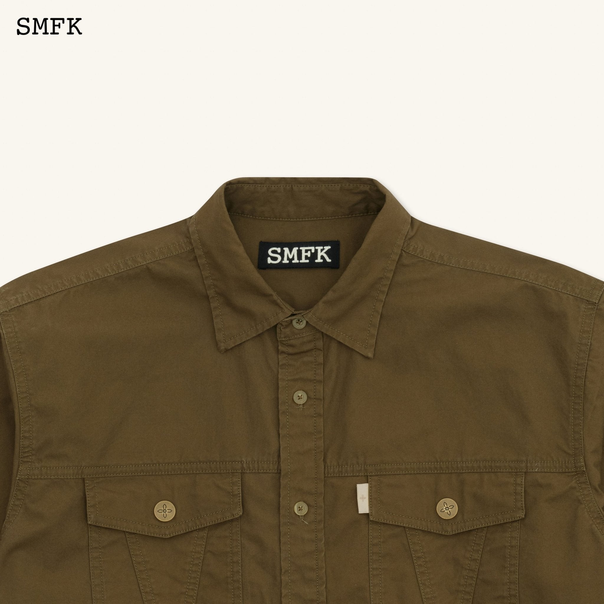 SMFK Compass Classic Loose Workwear Shirt Army Green | MADA IN CHINA