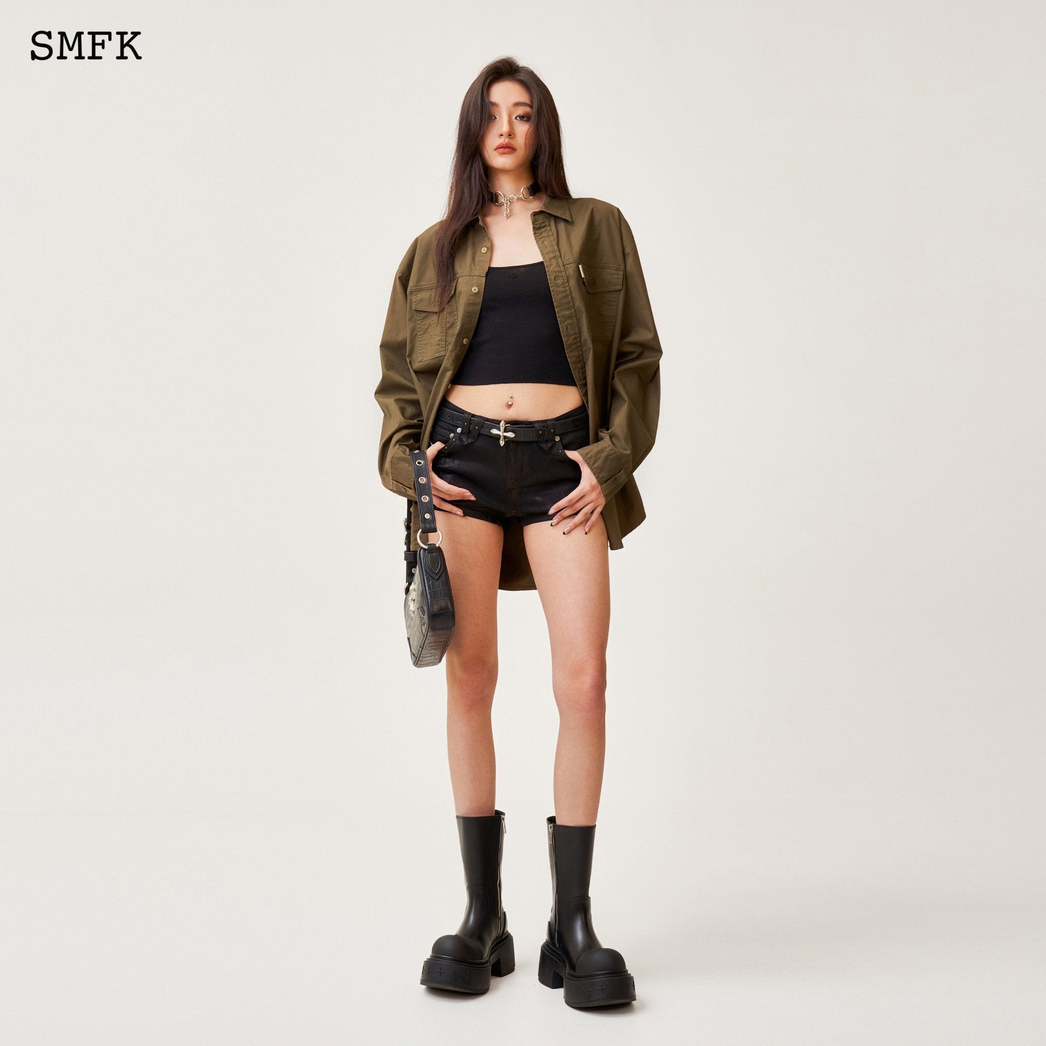 SMFK Compass Classic Loose Workwear Shirt Army Green | MADA IN CHINA