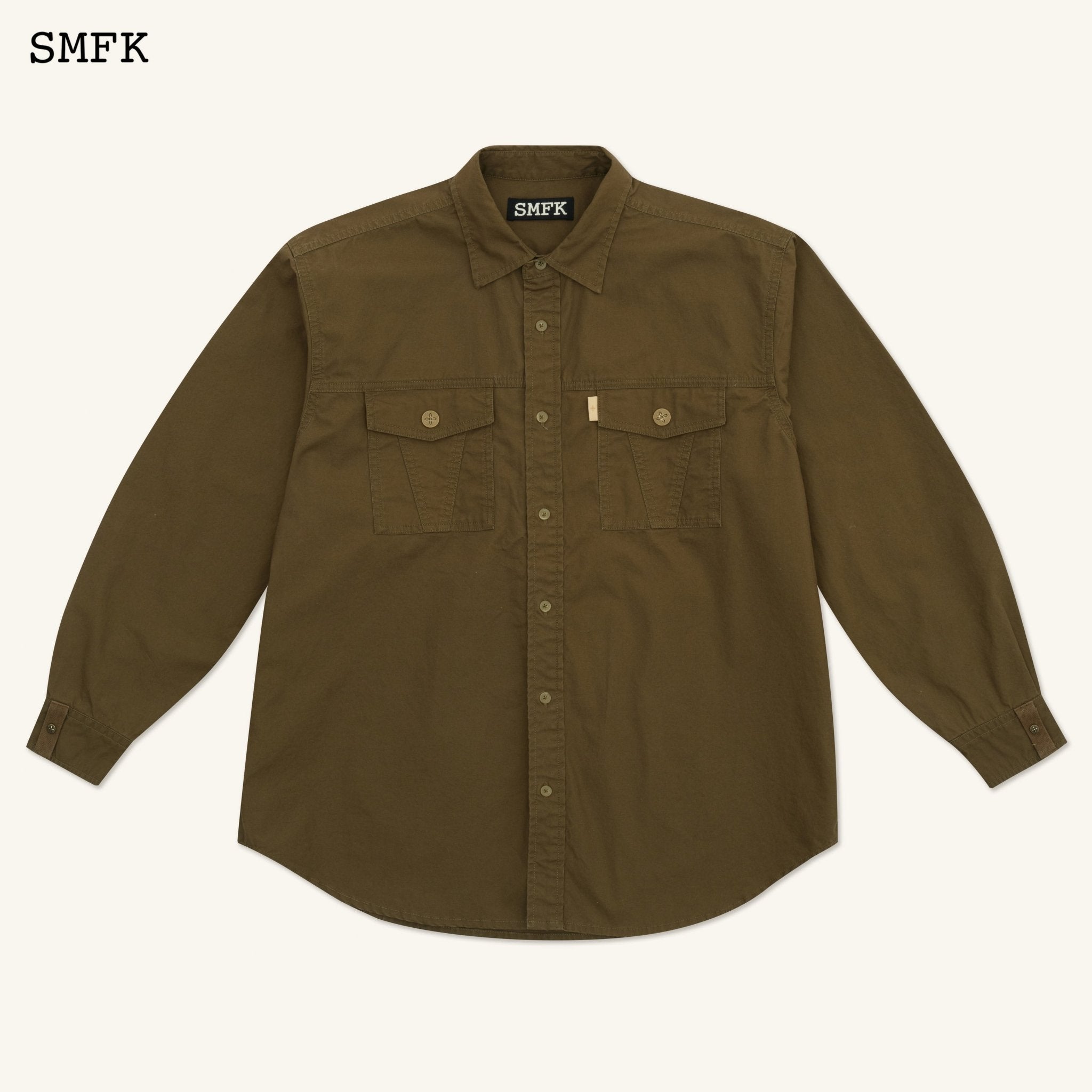 SMFK Compass Classic Loose Workwear Shirt Army Green | MADA IN CHINA