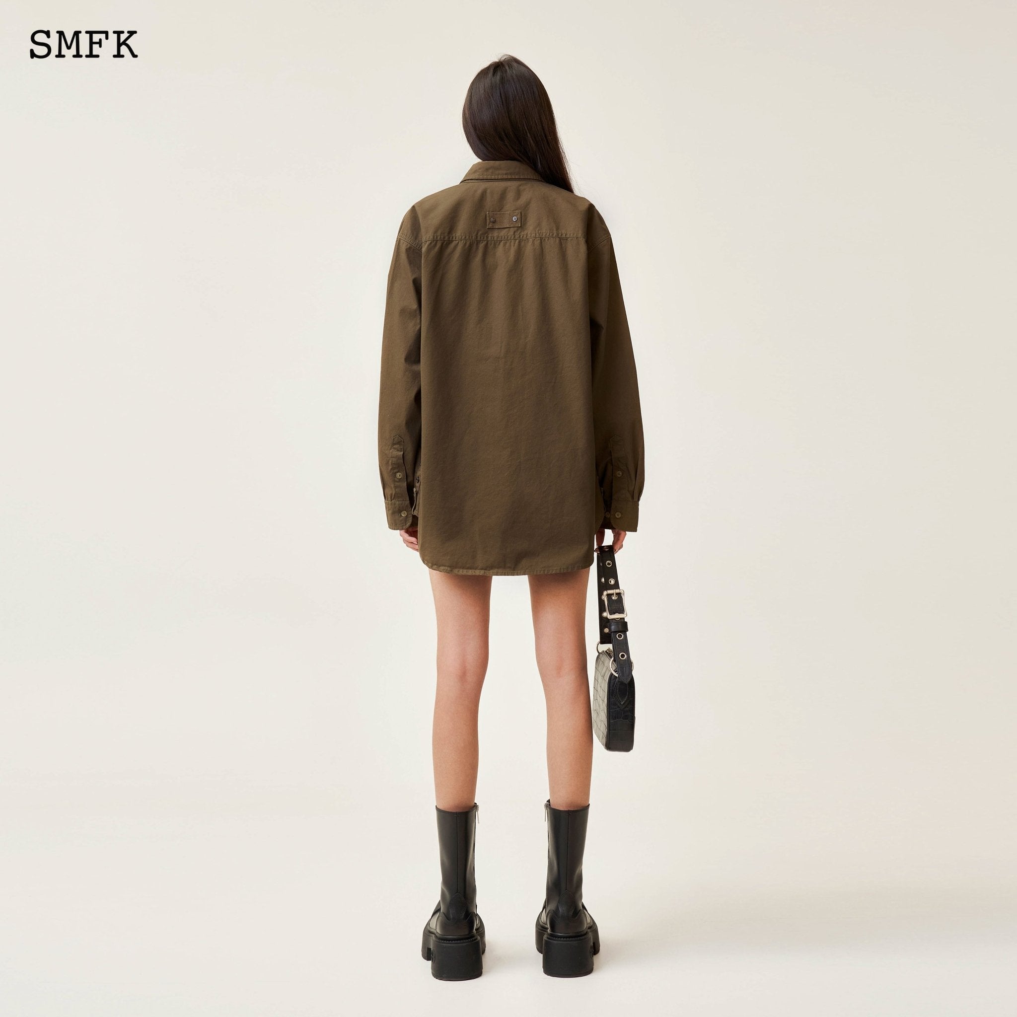 SMFK Compass Classic Loose Workwear Shirt Army Green | MADA IN CHINA