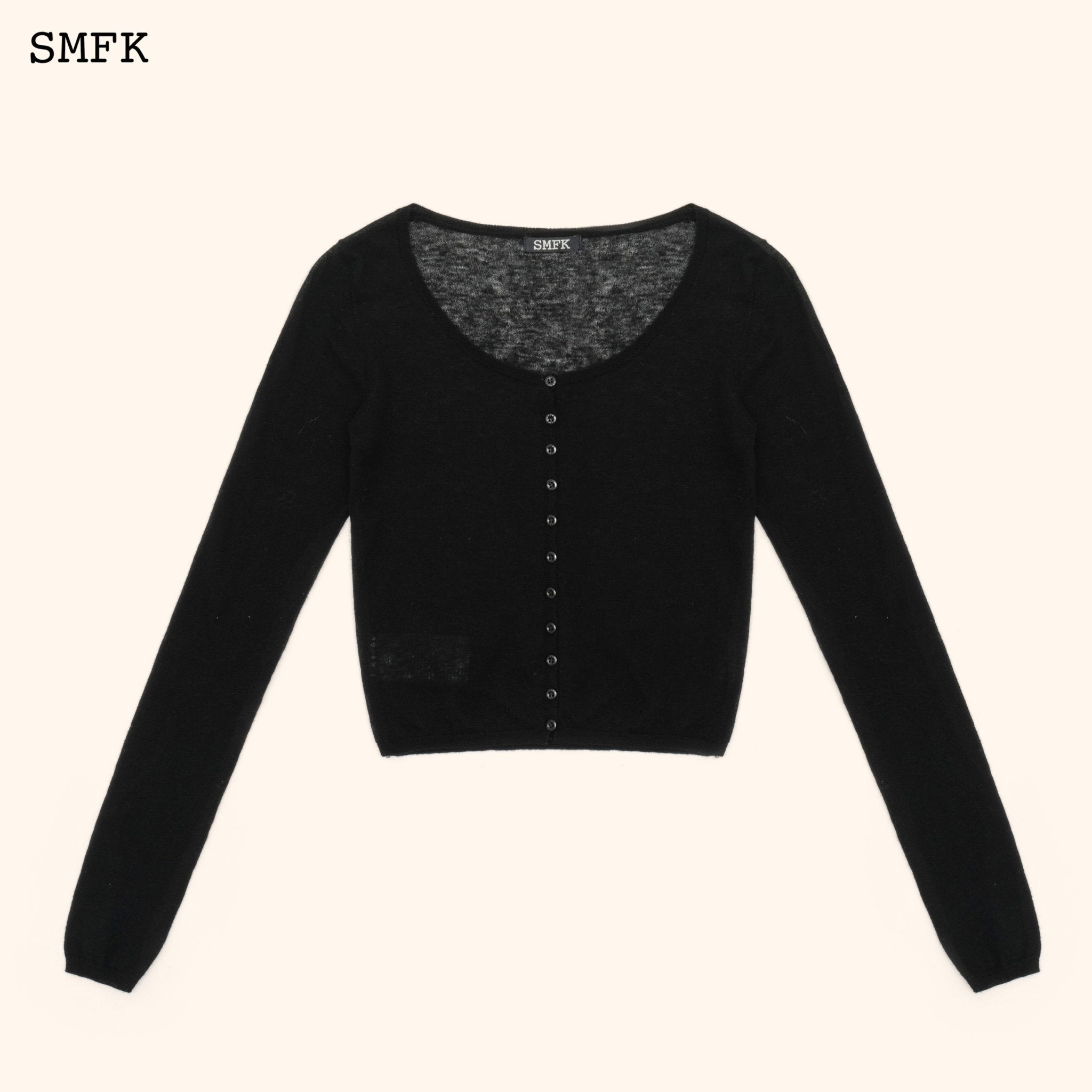 SMFK Compass Classic Woolen Knitted Cardigan In Black | MADA IN CHINA