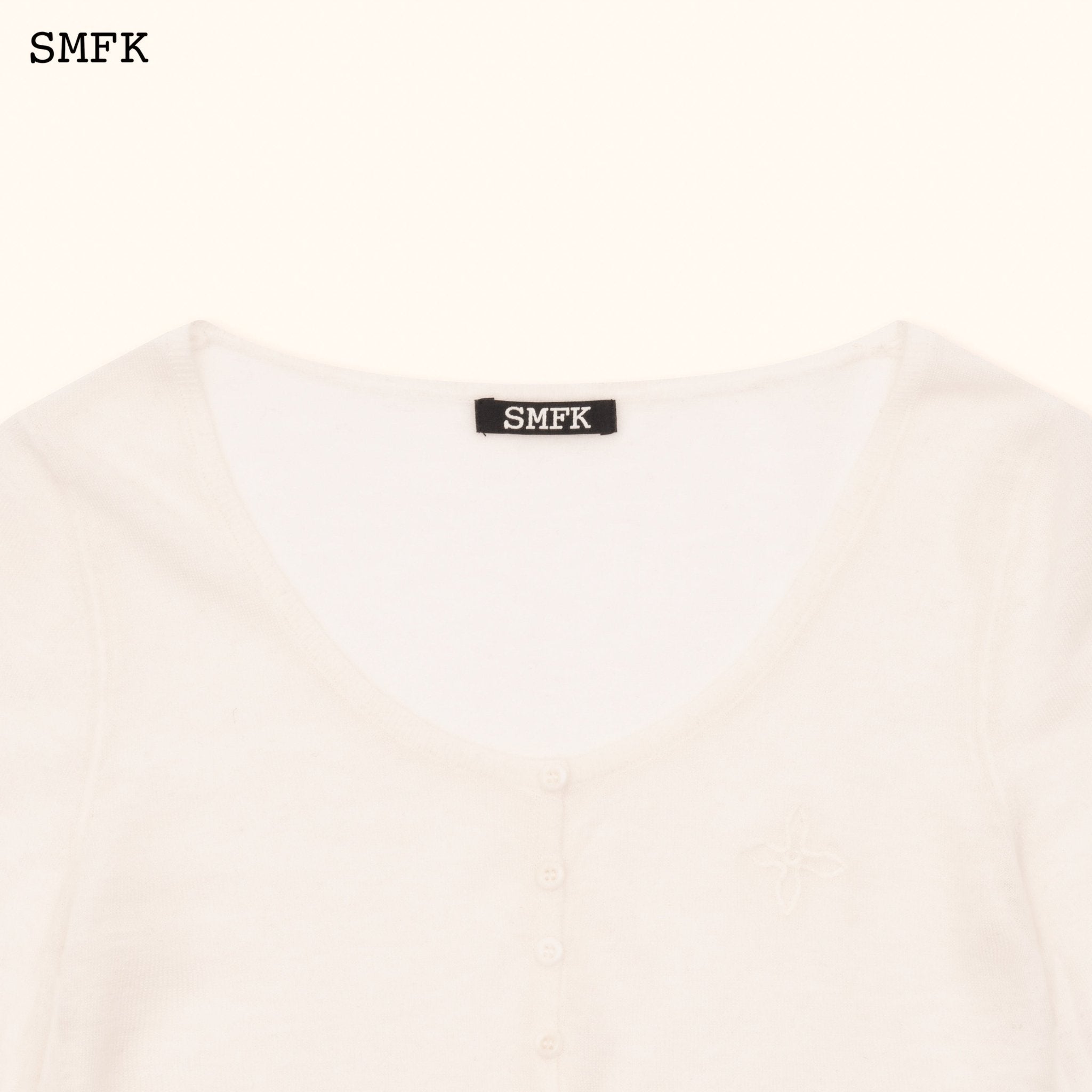 SMFK Compass Classic Woolen Knitted Cardigan In White | MADA IN CHINA