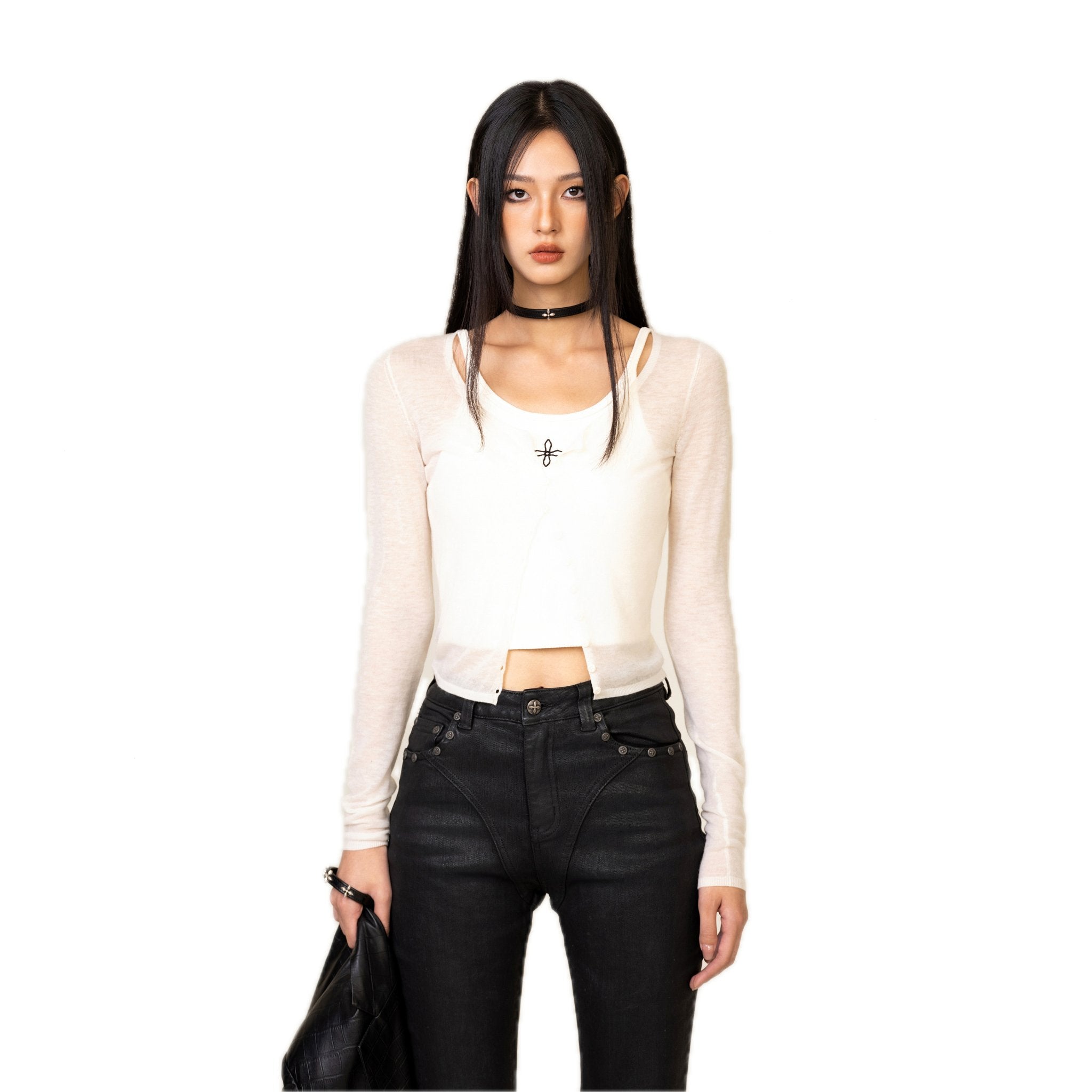 SMFK Compass Classic Woolen Knitted Cardigan In White | MADA IN CHINA