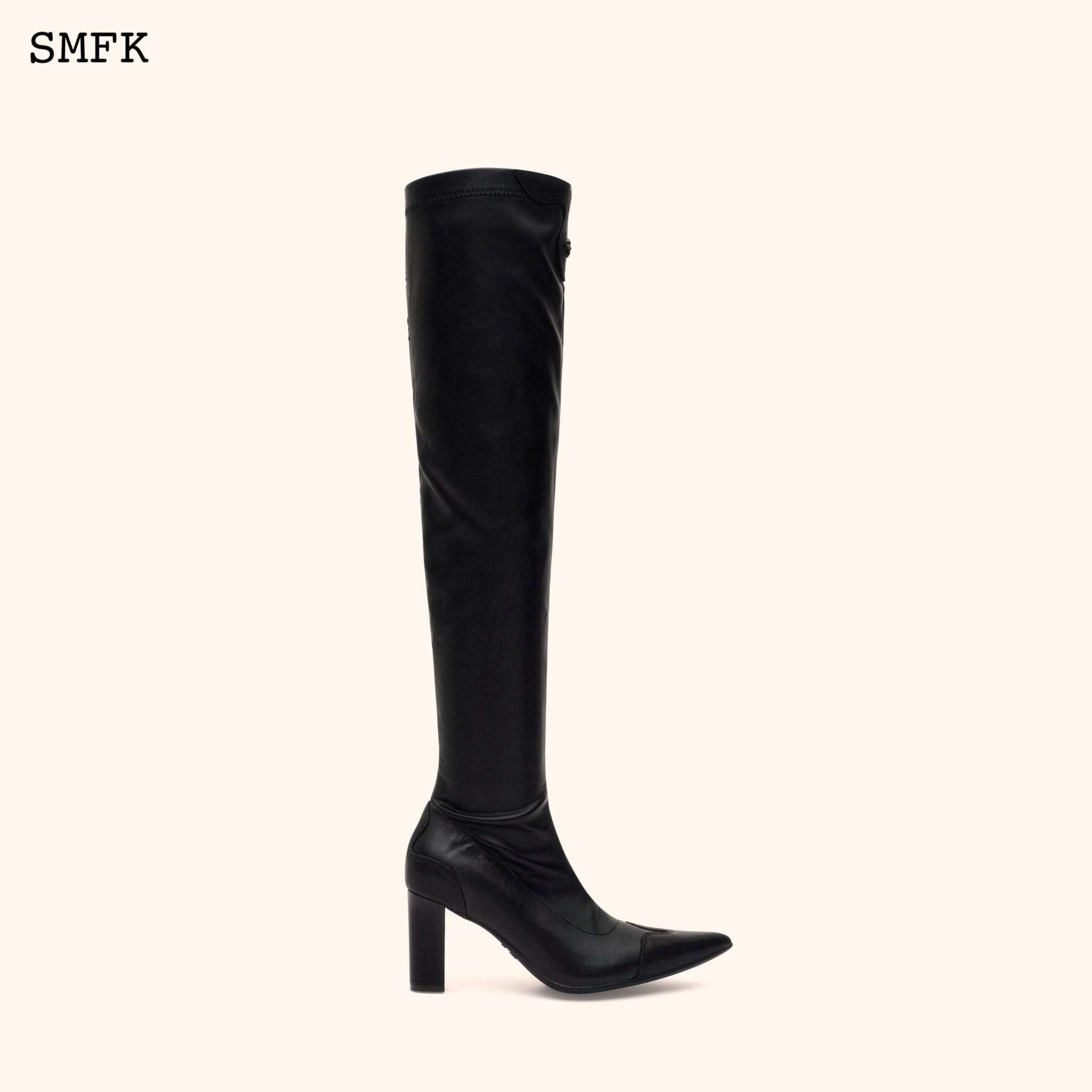 SMFK Compass Cross Black Leather over-the-knee Boots | MADA IN CHINA