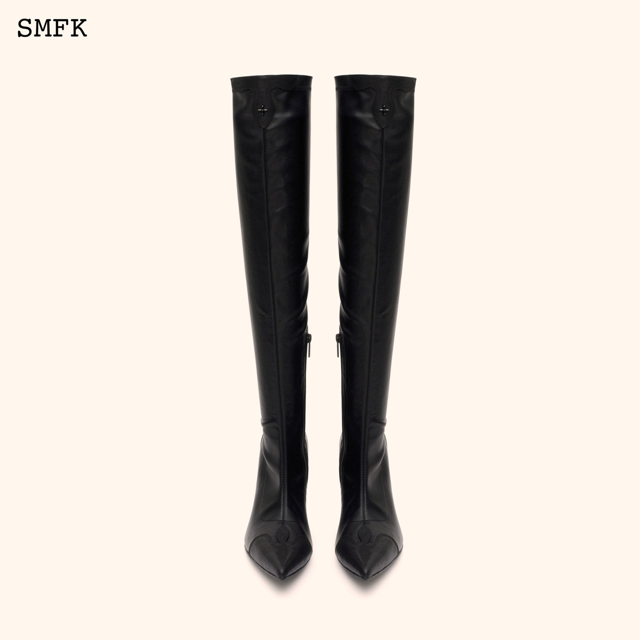 SMFK Compass Cross Black Leather over-the-knee Boots | MADA IN CHINA