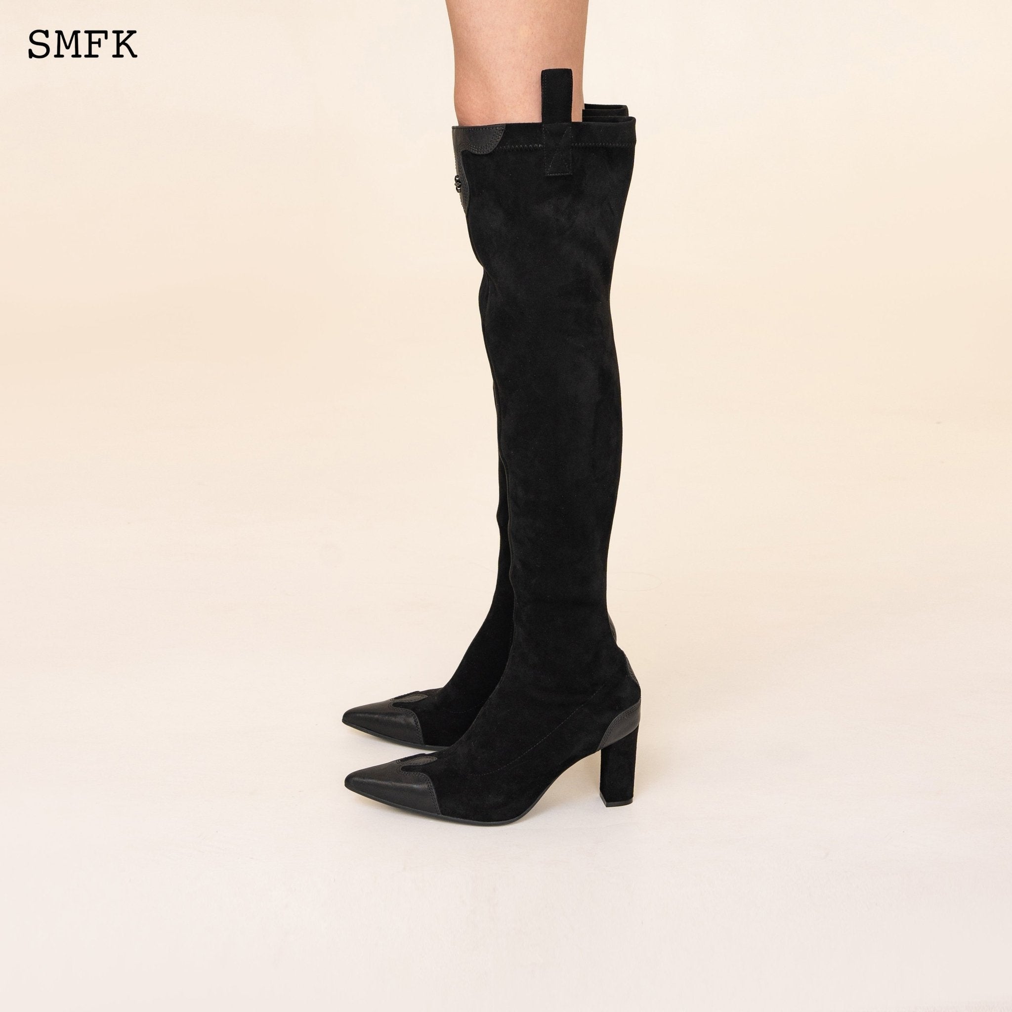 SMFK Compass Cross Black Velvet over-the-knee Boots | MADA IN CHINA