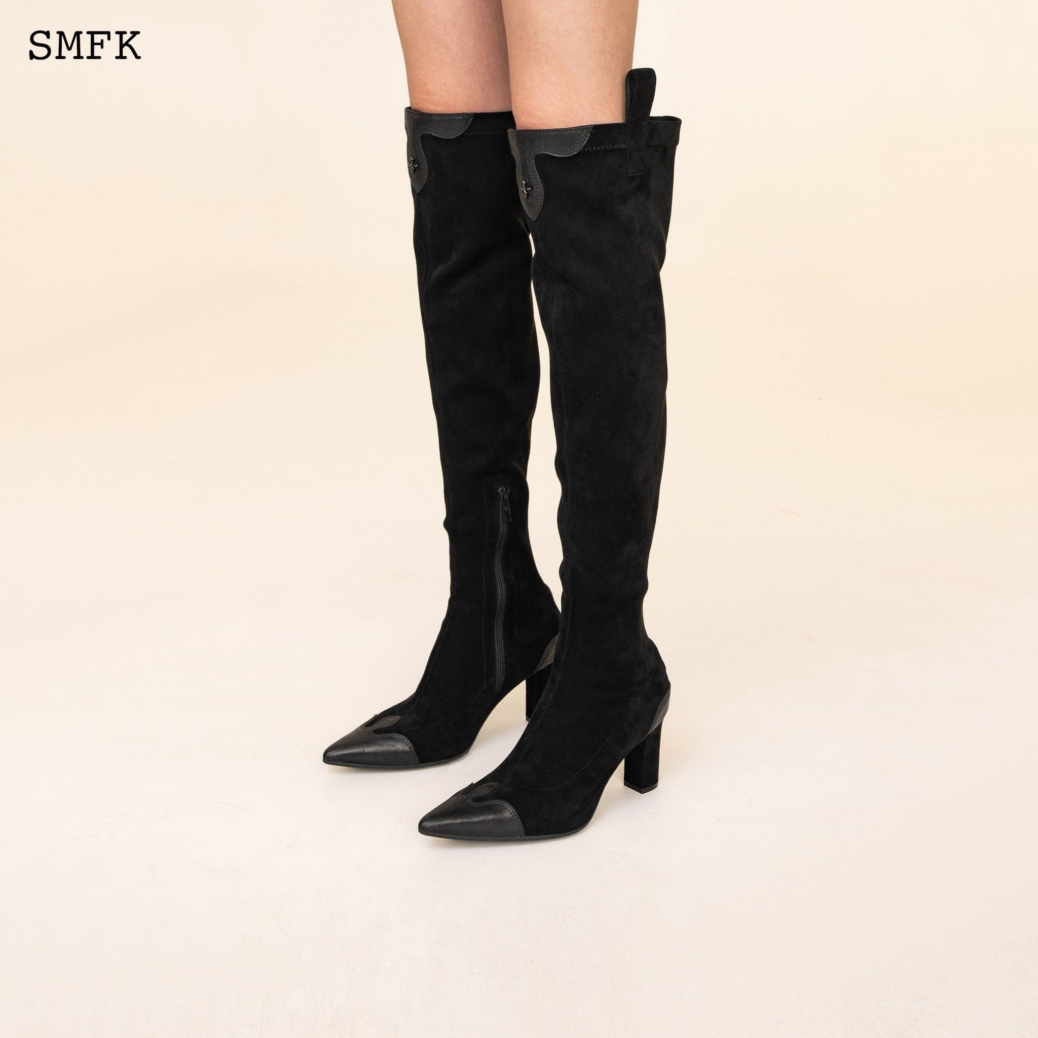 SMFK Compass Cross Black Velvet over-the-knee Boots | MADA IN CHINA