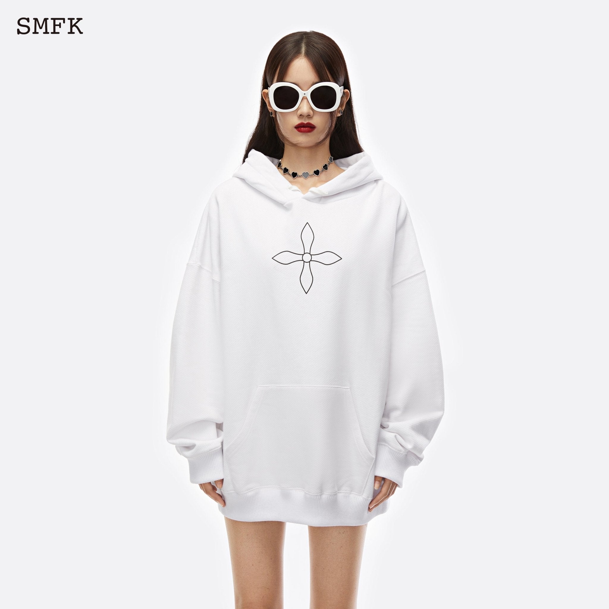 SMFK Compass Cross Classic Hoodie Sky White | MADA IN CHINA