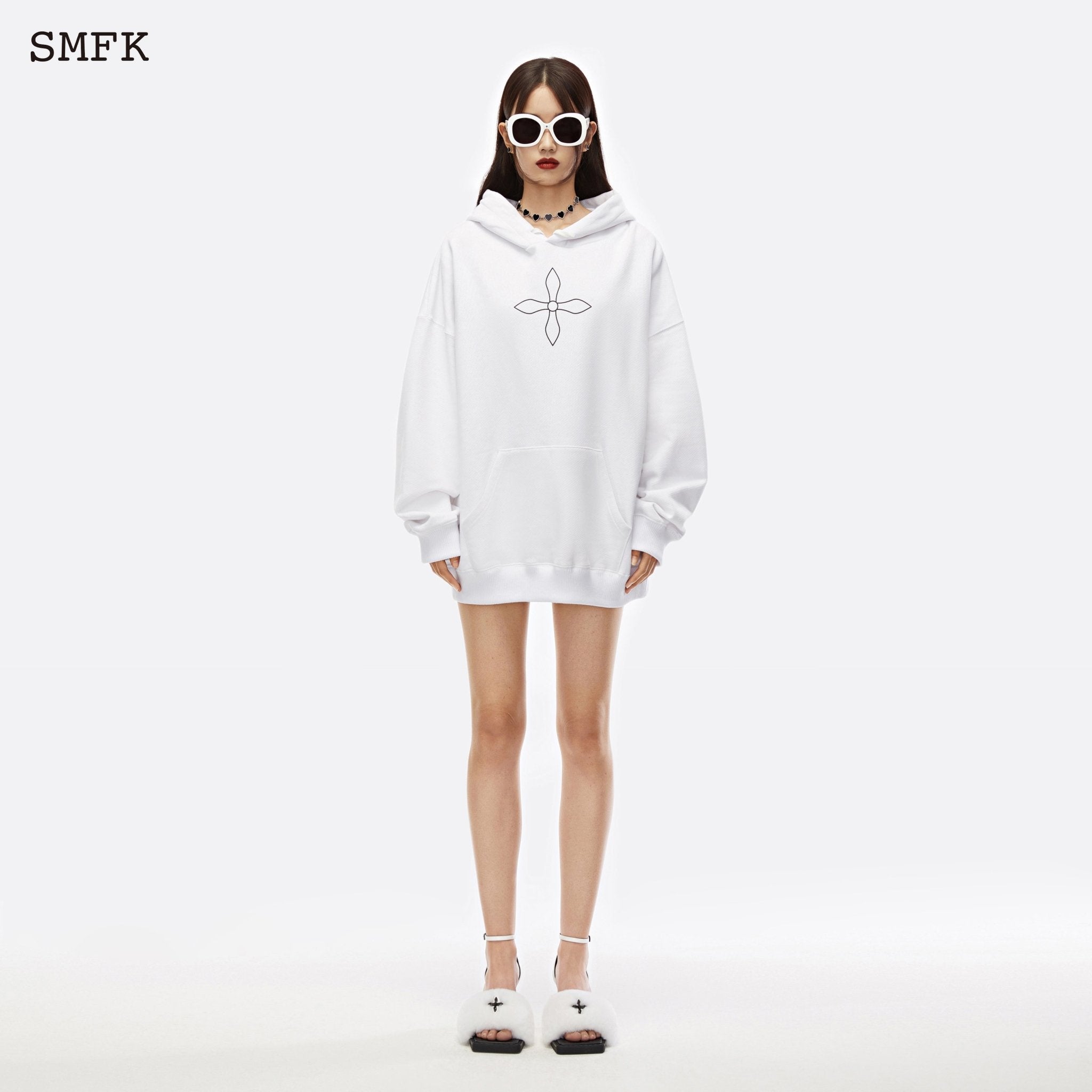 SMFK Compass Cross Classic Hoodie Sky White | MADA IN CHINA