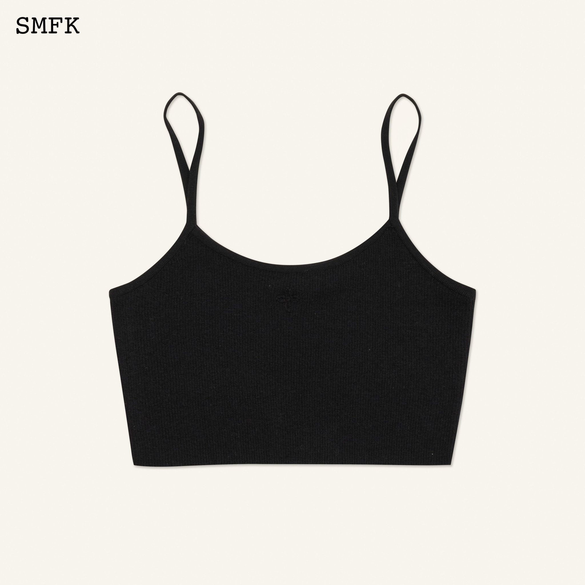 SMFK Compass Cross Classic Knitted Ultra Short Vest Top Black | MADA IN CHINA