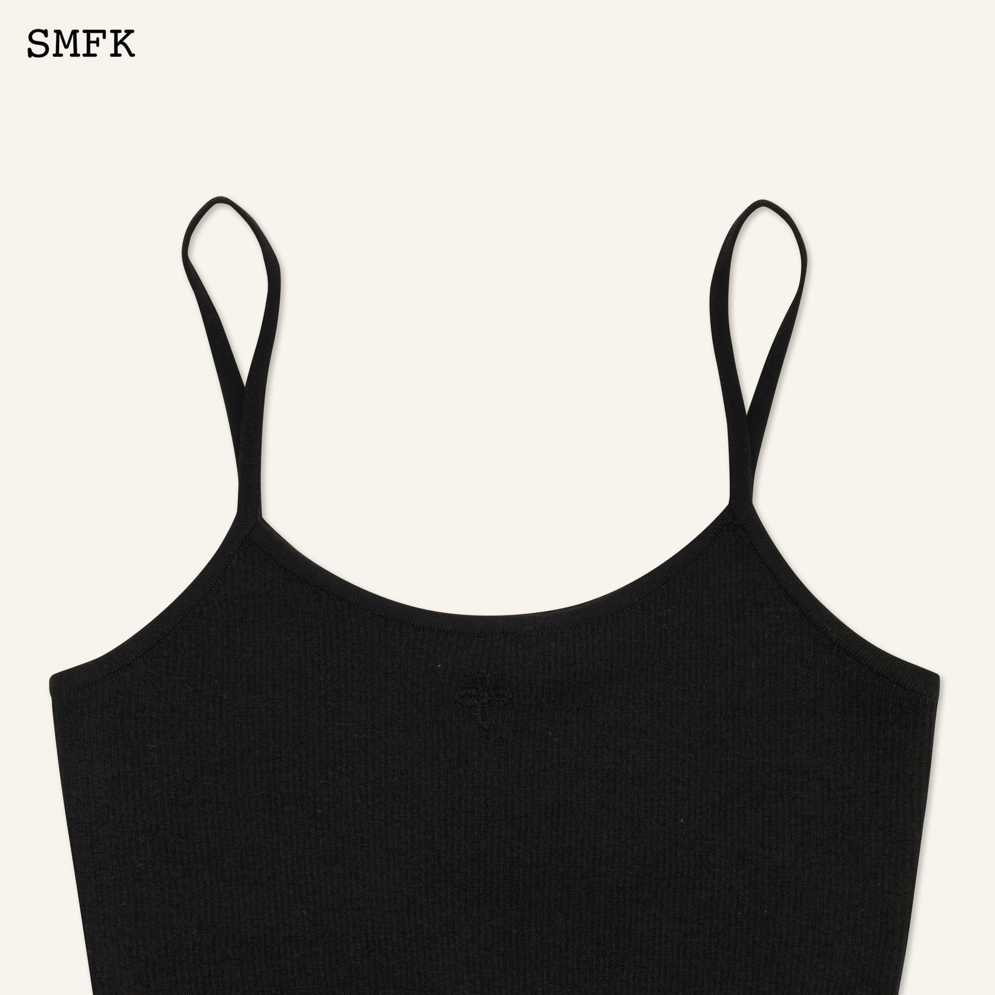 SMFK Compass Cross Classic Knitted Ultra Short Vest Top Black | MADA IN CHINA