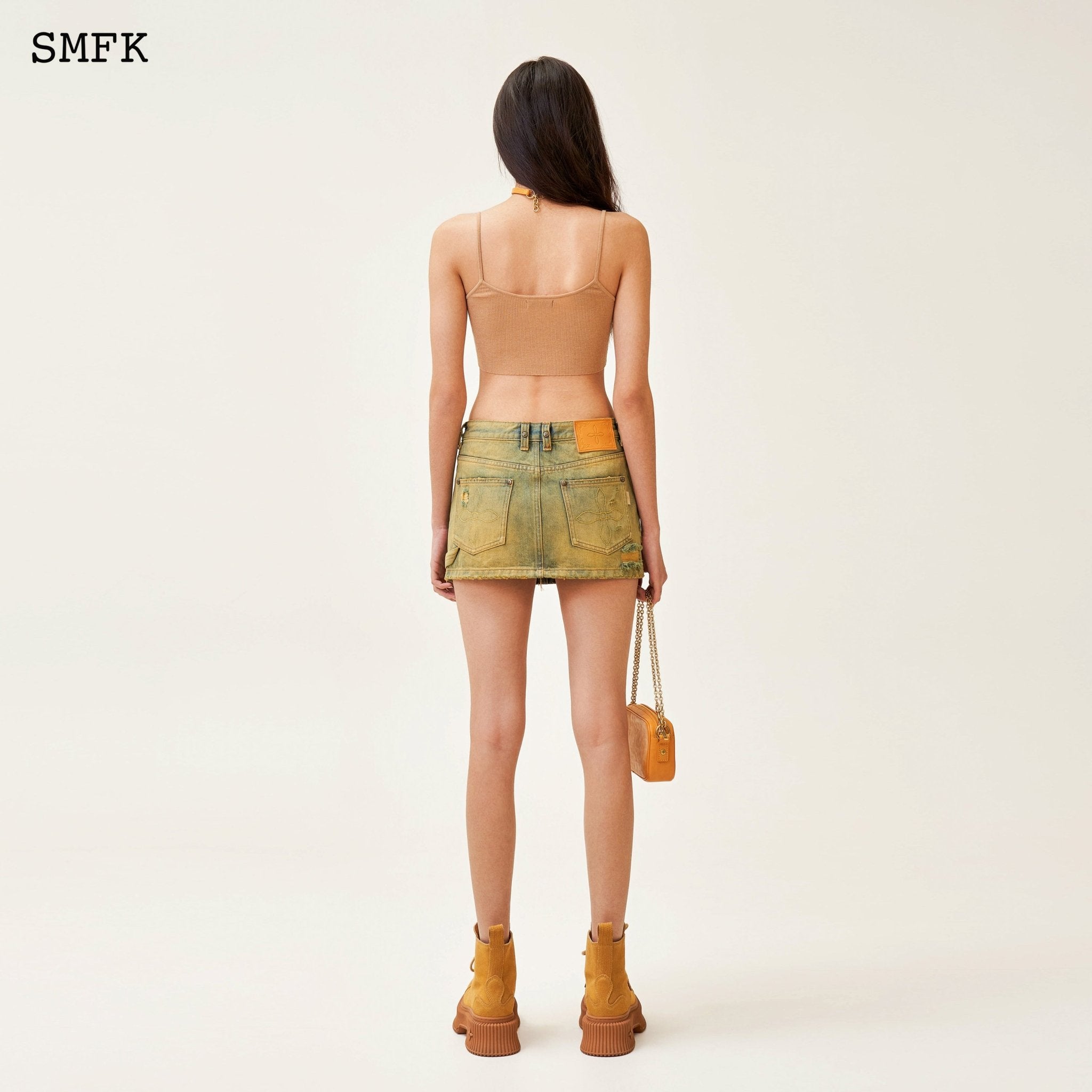 SMFK Compass Cross Classic Knitted Ultra Short Vest Top Nude | MADA IN CHINA