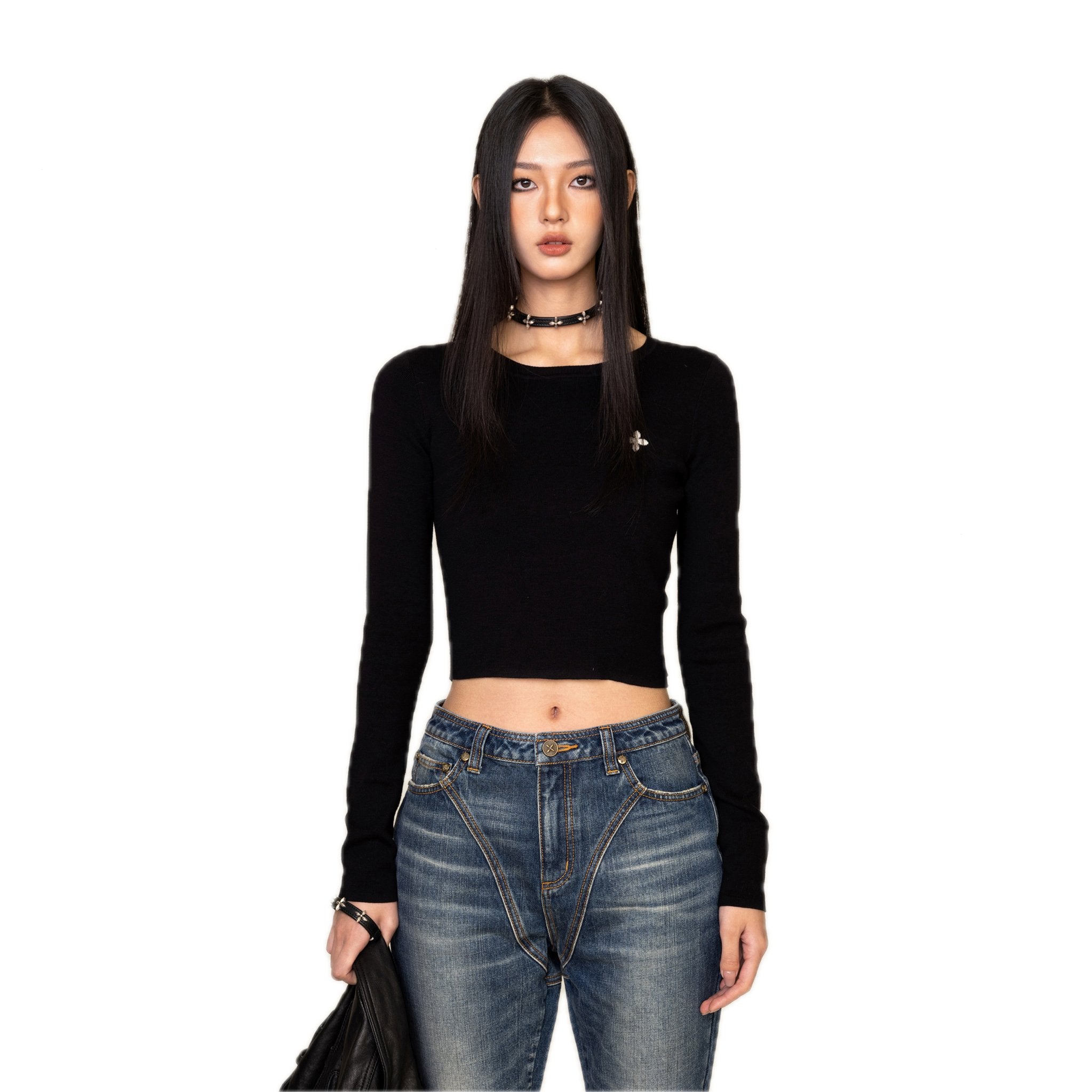 SMFK Compass Cross Classic Riding Knitted Top In Black | MADA IN CHINA