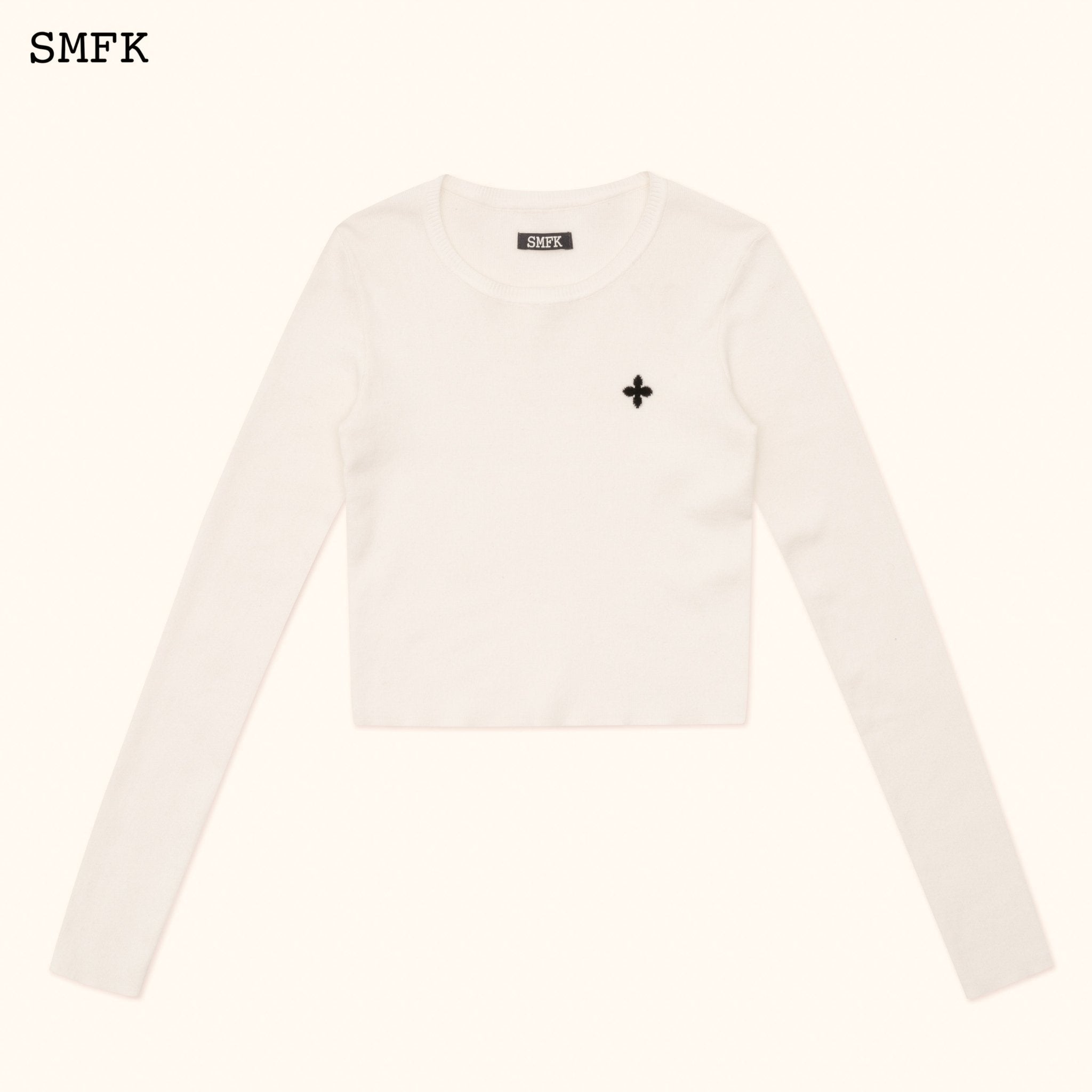 SMFK Compass Cross Classic Riding Knitted Top In White | MADA IN CHINA