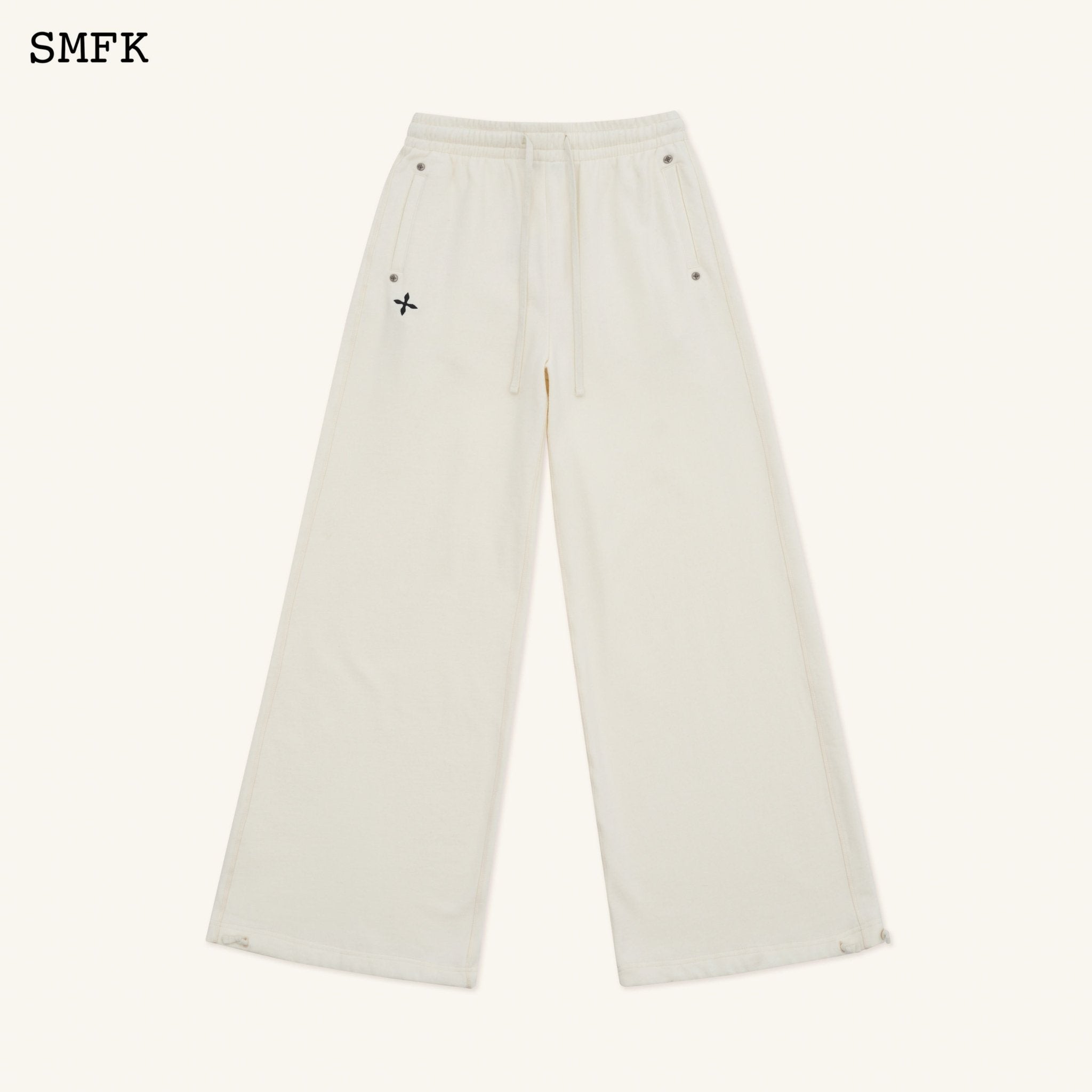 SMFK Compass Cross Classic Wide-Leg Sweatpants White | MADA IN CHINA