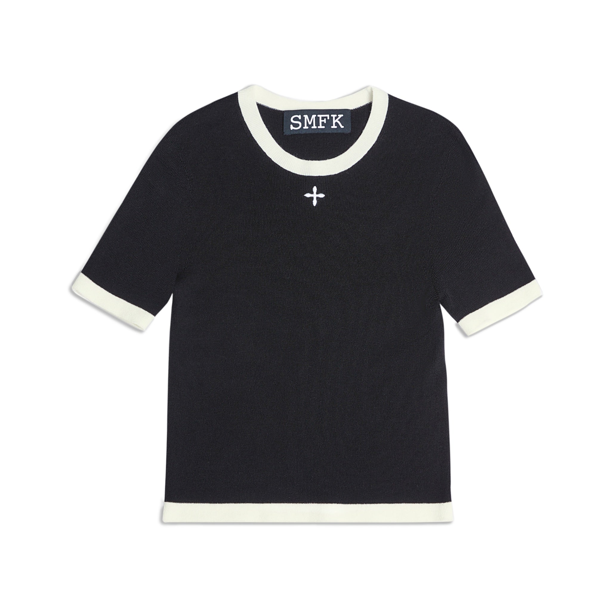 SMFK Compass Cross Classic Wool Knit Tee Midnight Black | MADA IN CHINA