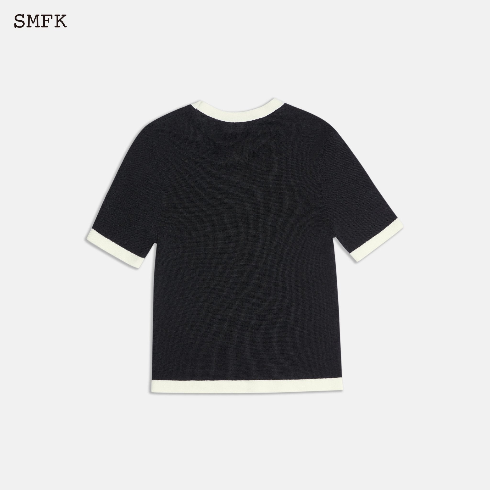 SMFK Compass Cross Classic Wool Knit Tee Midnight Black | MADA IN CHINA