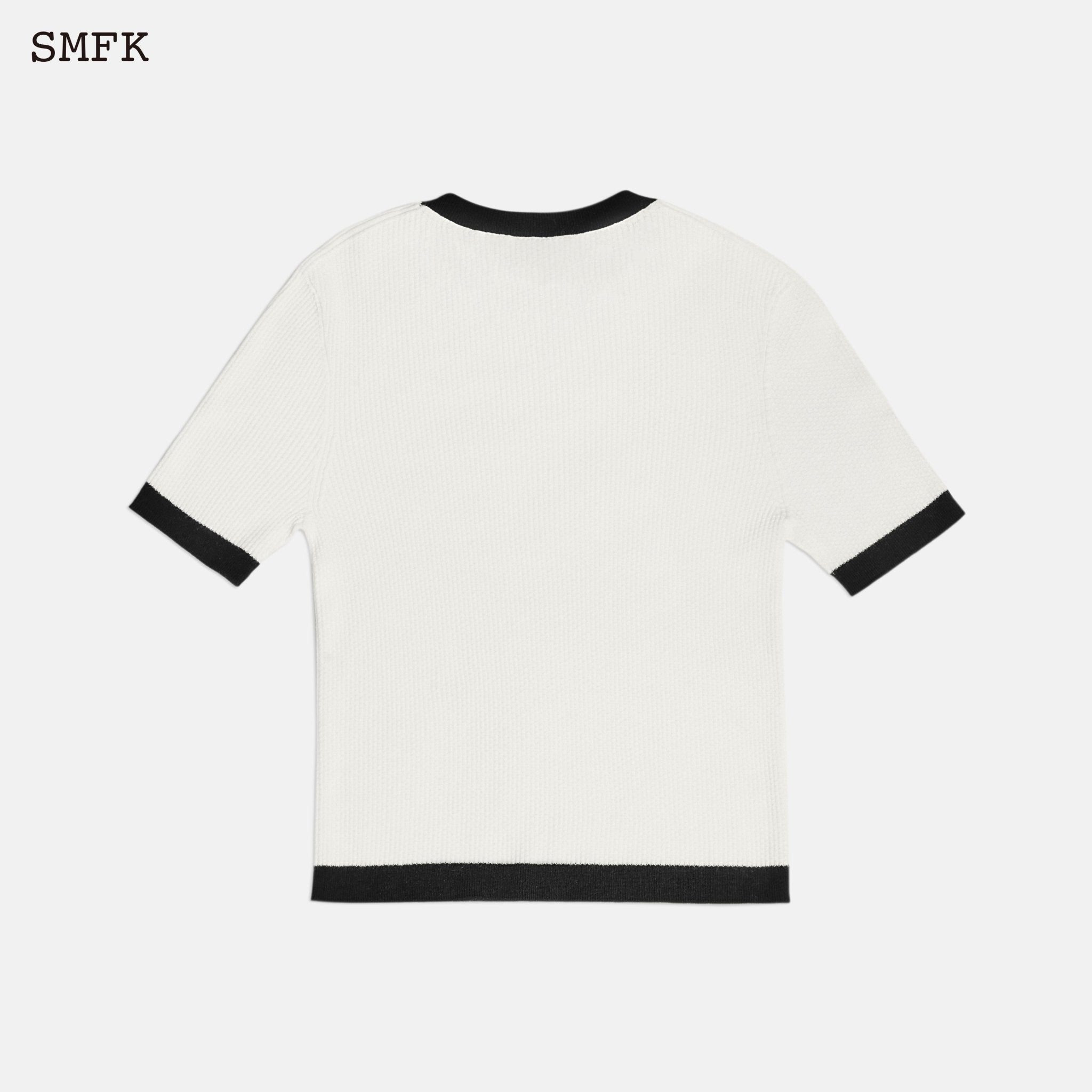 SMFK Compass Cross Classic Wool Knit Tee Sky White | MADA IN CHINA