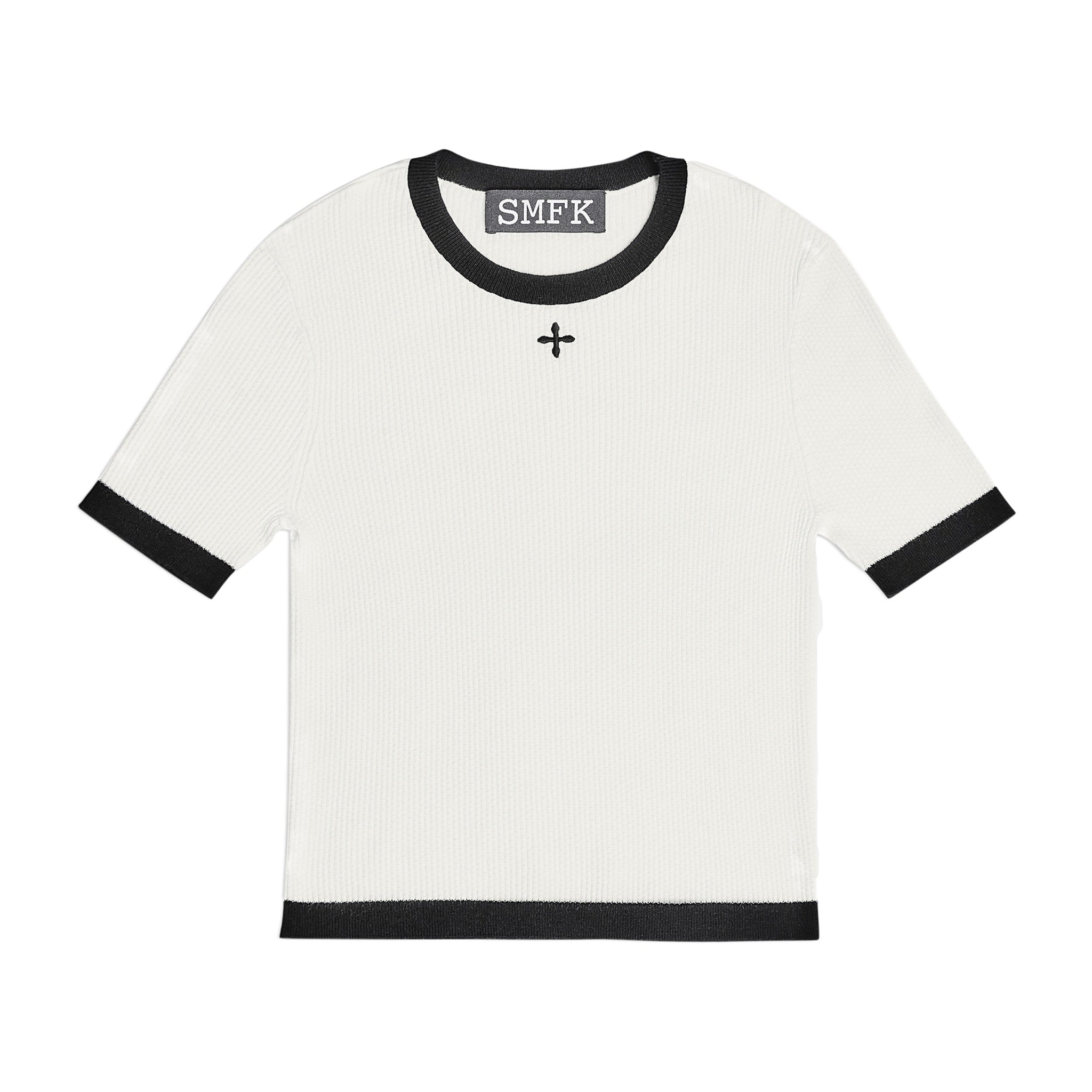 SMFK Compass Cross Classic Wool Knit Tee Sky White | MADA IN CHINA