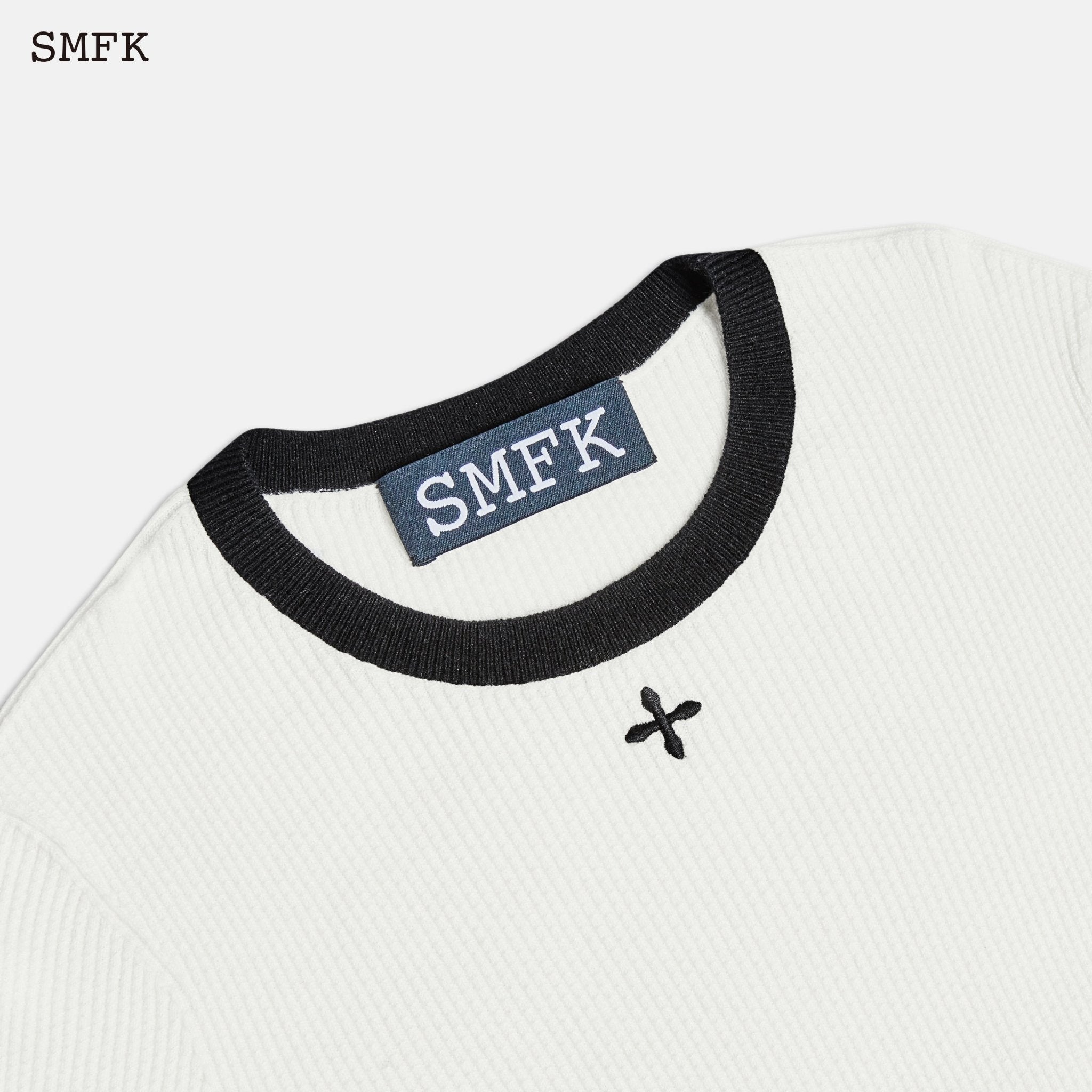 SMFK Compass Cross Classic Wool Knit Tee Sky White | MADA IN CHINA