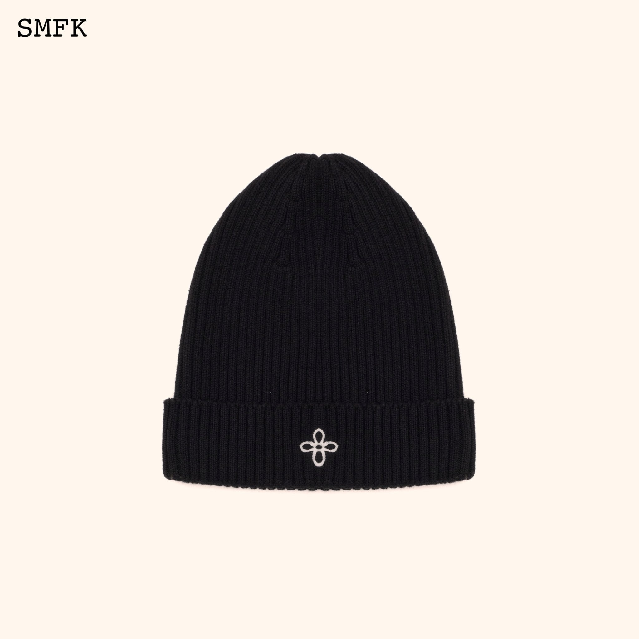 SMFK Compass Cross Cotton Beanie Hat In Black | MADA IN CHINA