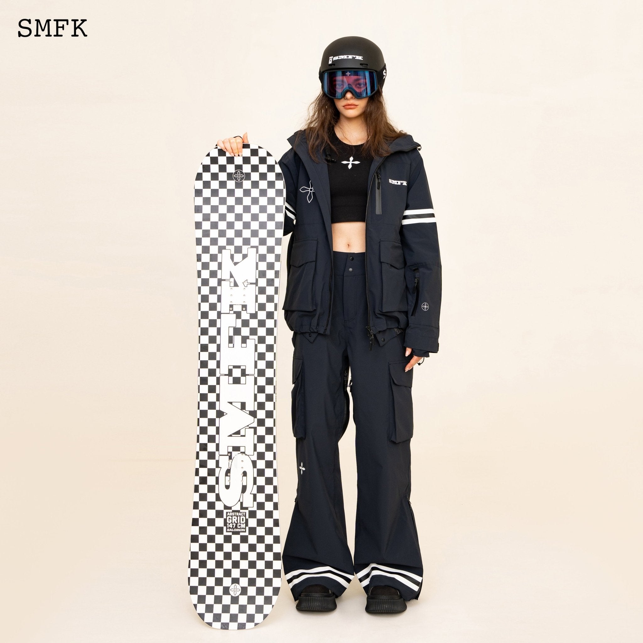 SMFK Compass Cross DNA Ski Snow Jacket In Black | MADA IN CHINA