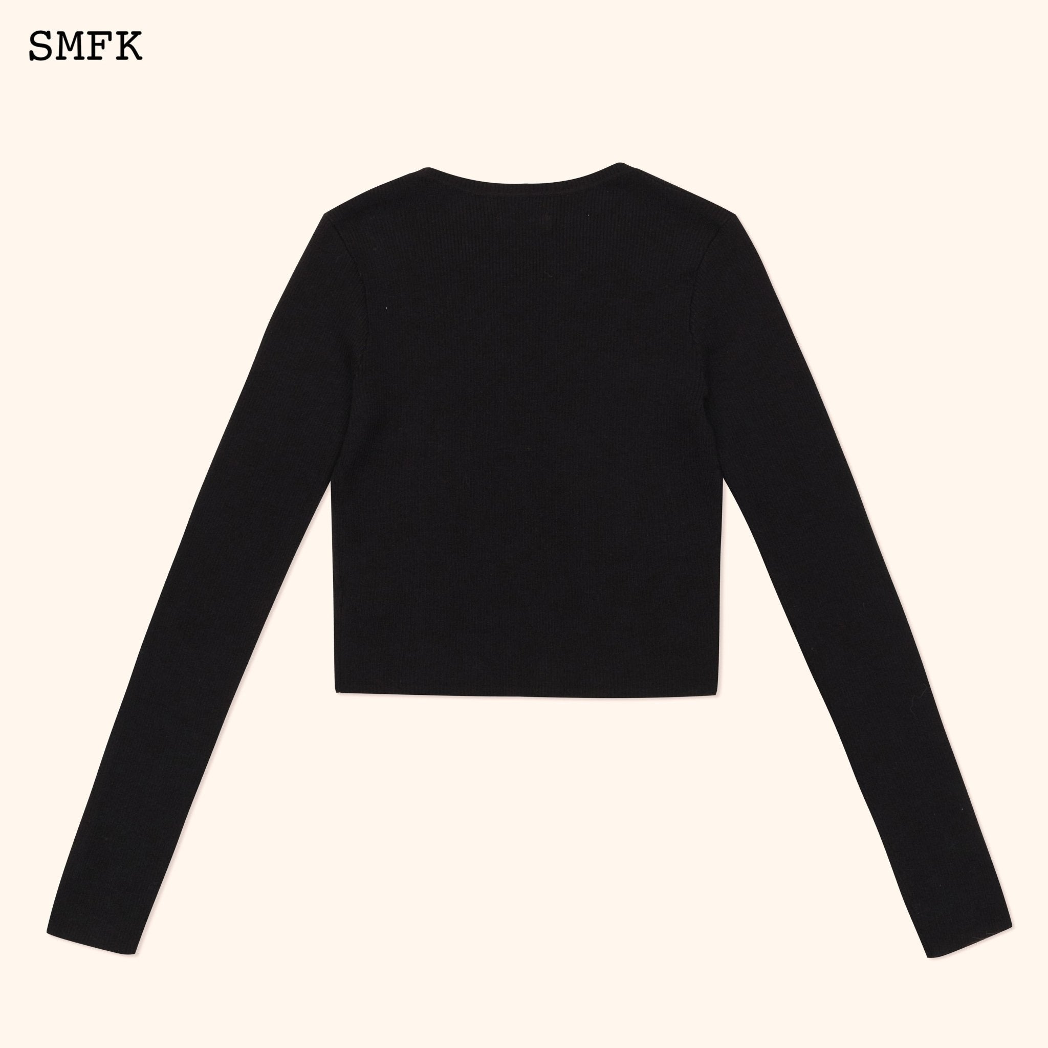 SMFK Compass Cross Rib Knitted Top In Black | MADA IN CHINA