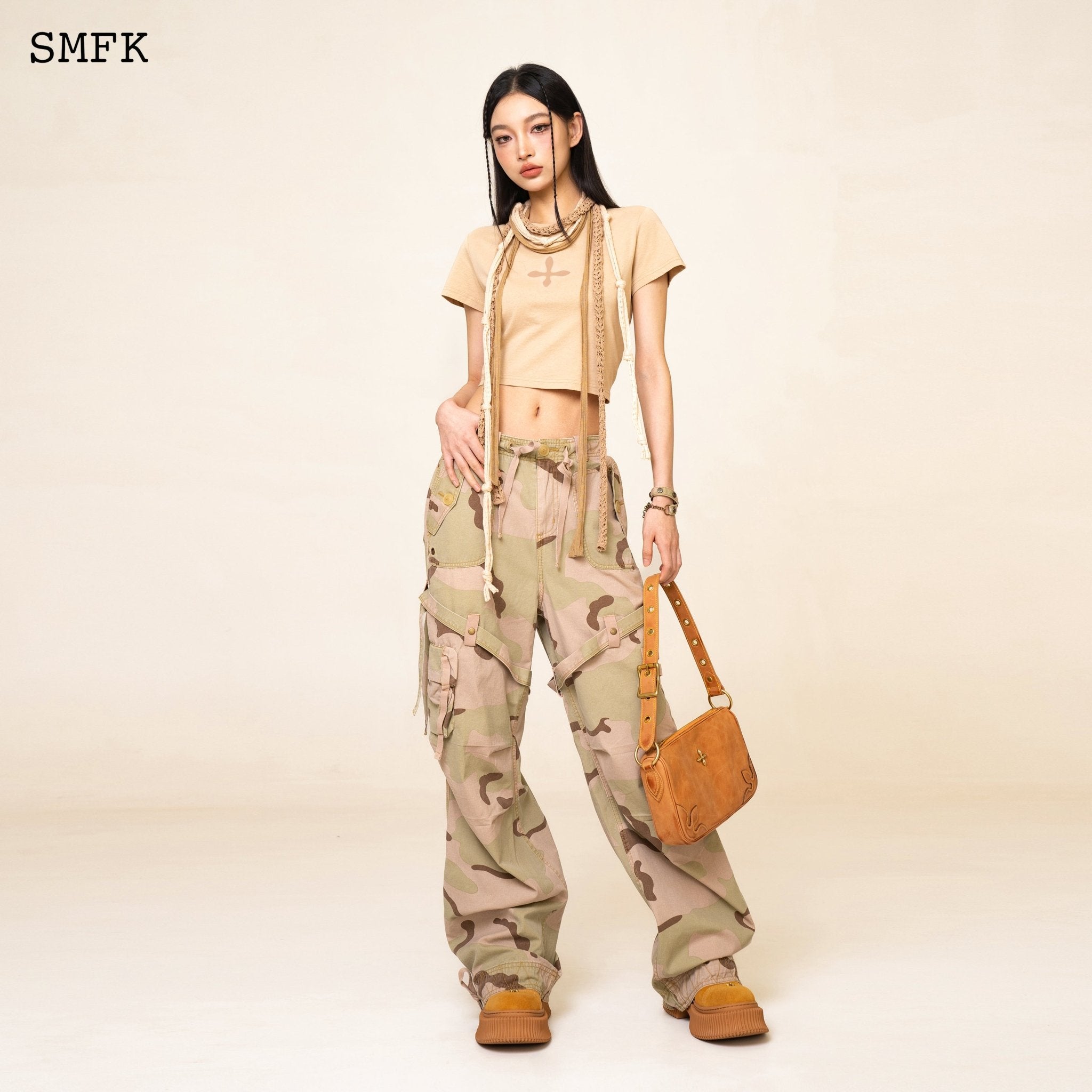 SMFK Compass Cross Slim-Fit Tee In Wheat | MADA IN CHINA