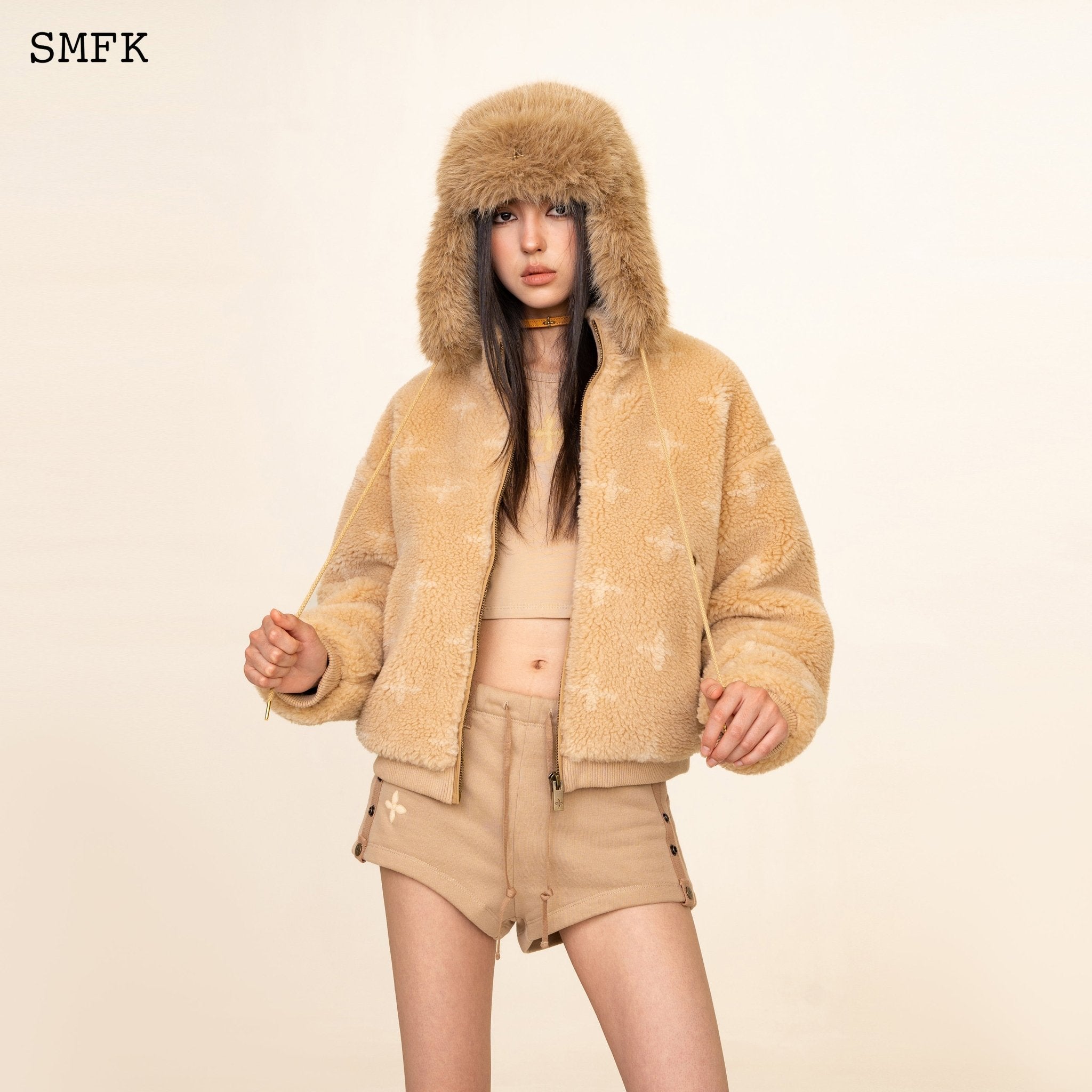 SMFK Compass Cross Winter Fur Hat In Wheat | MADA IN CHINA