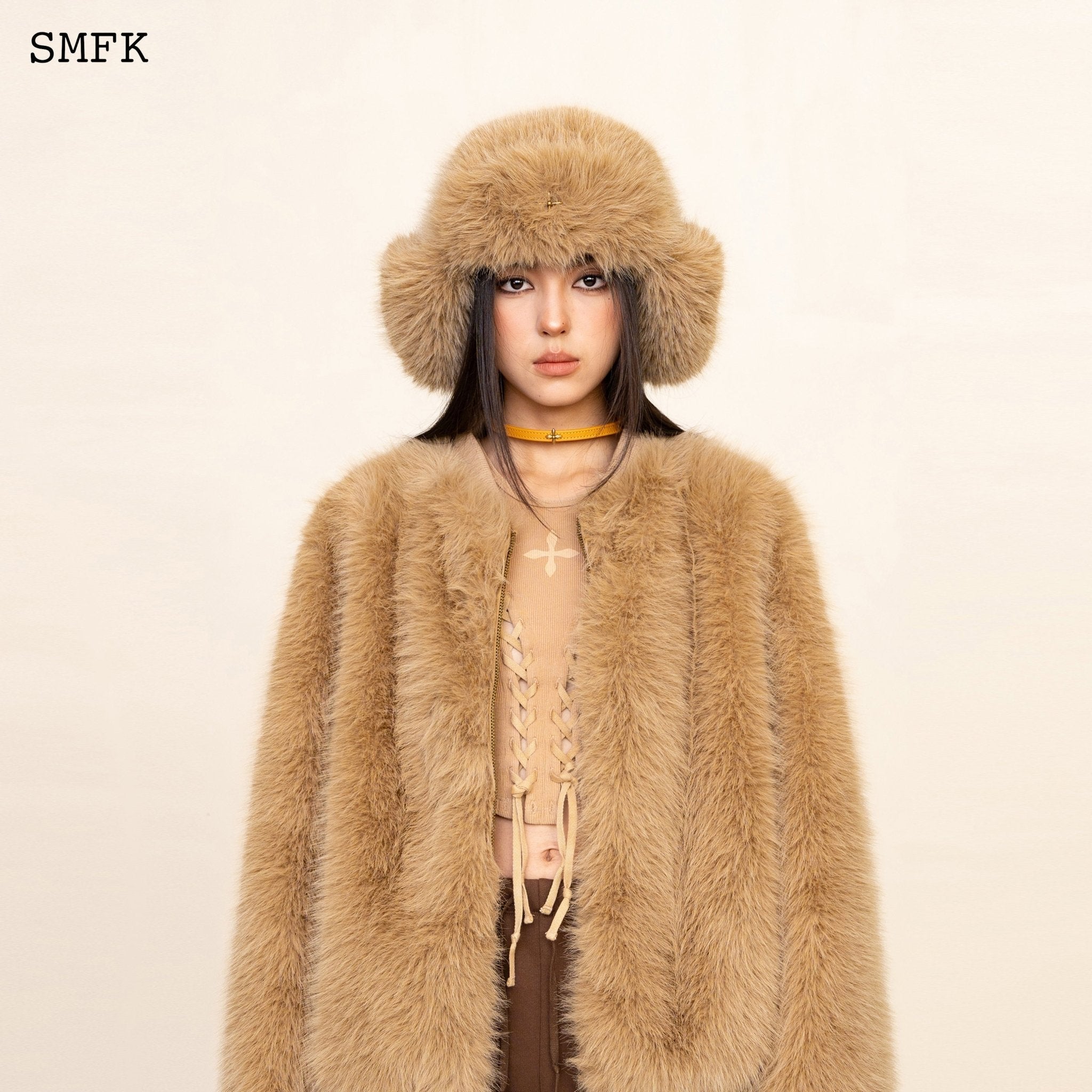 SMFK Compass Cross Winter Fur Hat In Wheat | MADA IN CHINA