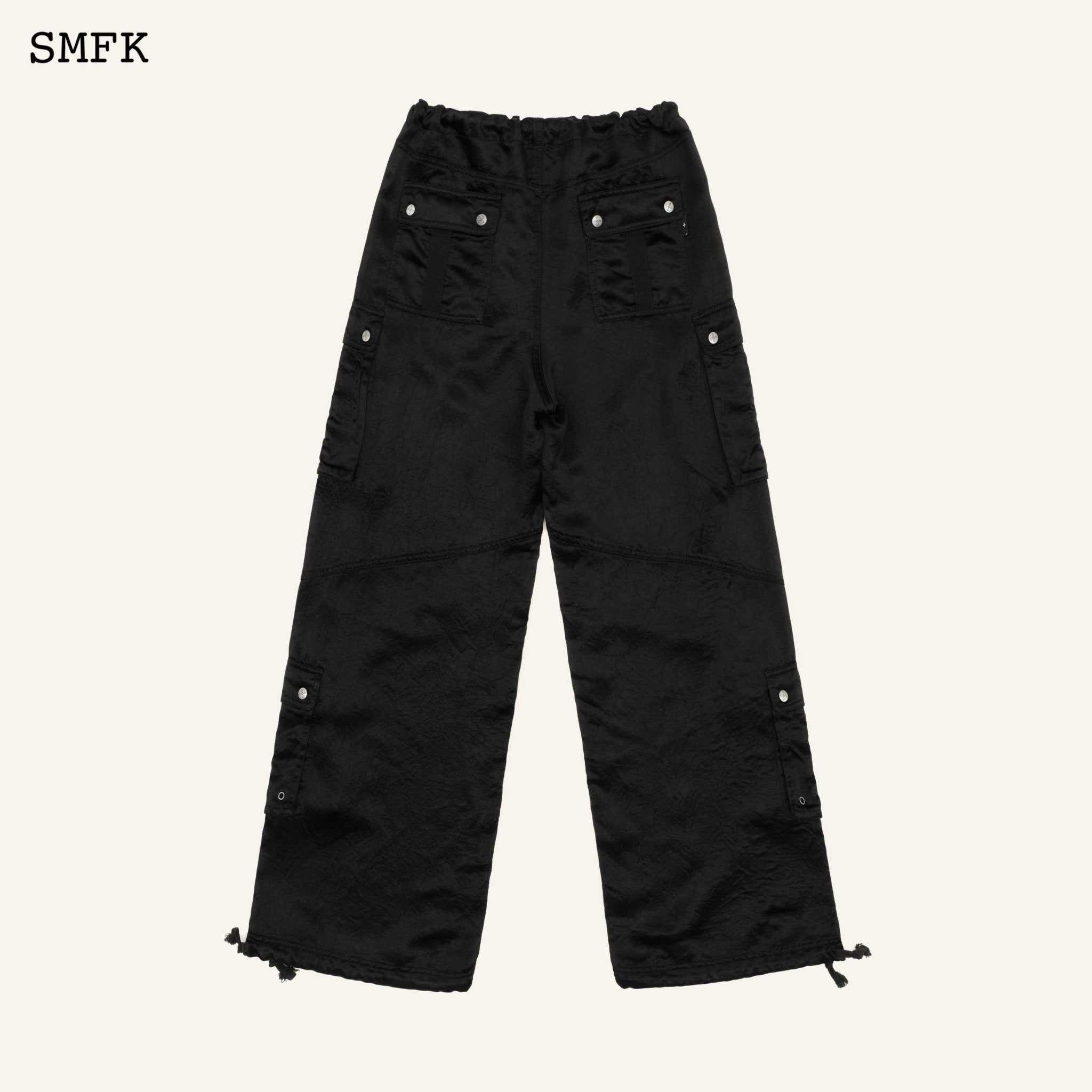 SMFK Compass Jade Satin Retro Paratrooper Pants Black | MADA IN CHINA