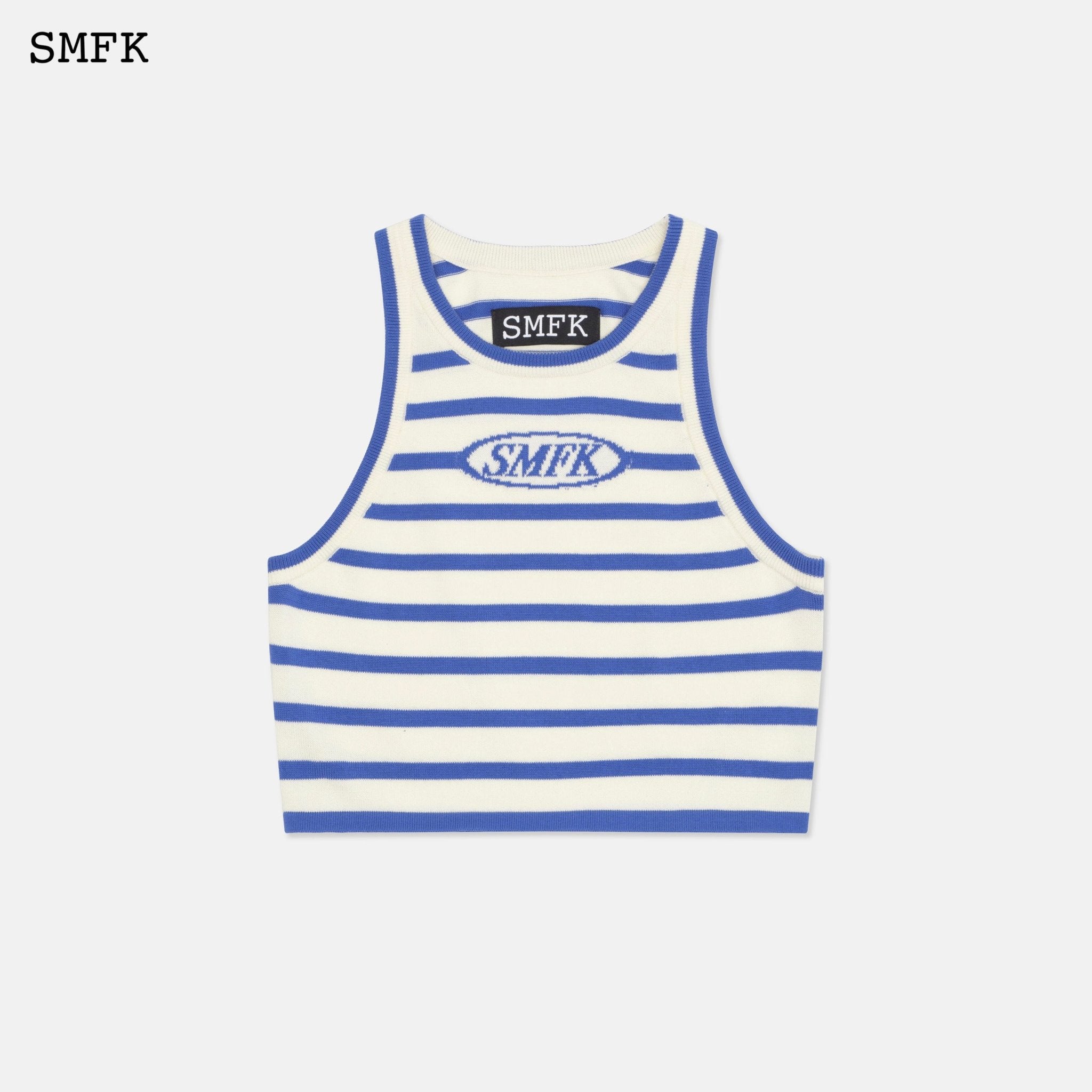 SMFK Compass Pima Cotton Blue Stripe Vest | MADA IN CHINA