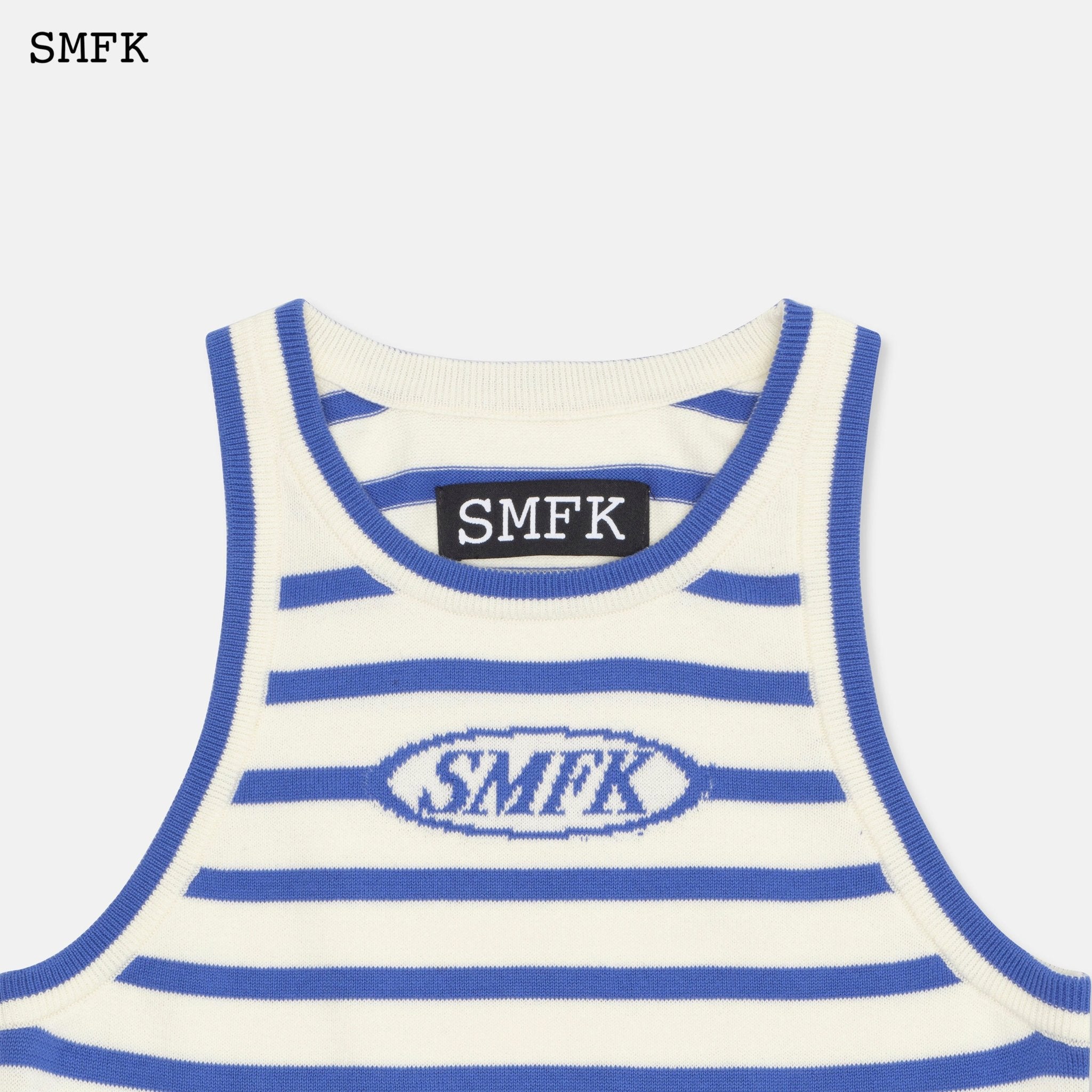 SMFK Compass Pima Cotton Blue Stripe Vest | MADA IN CHINA