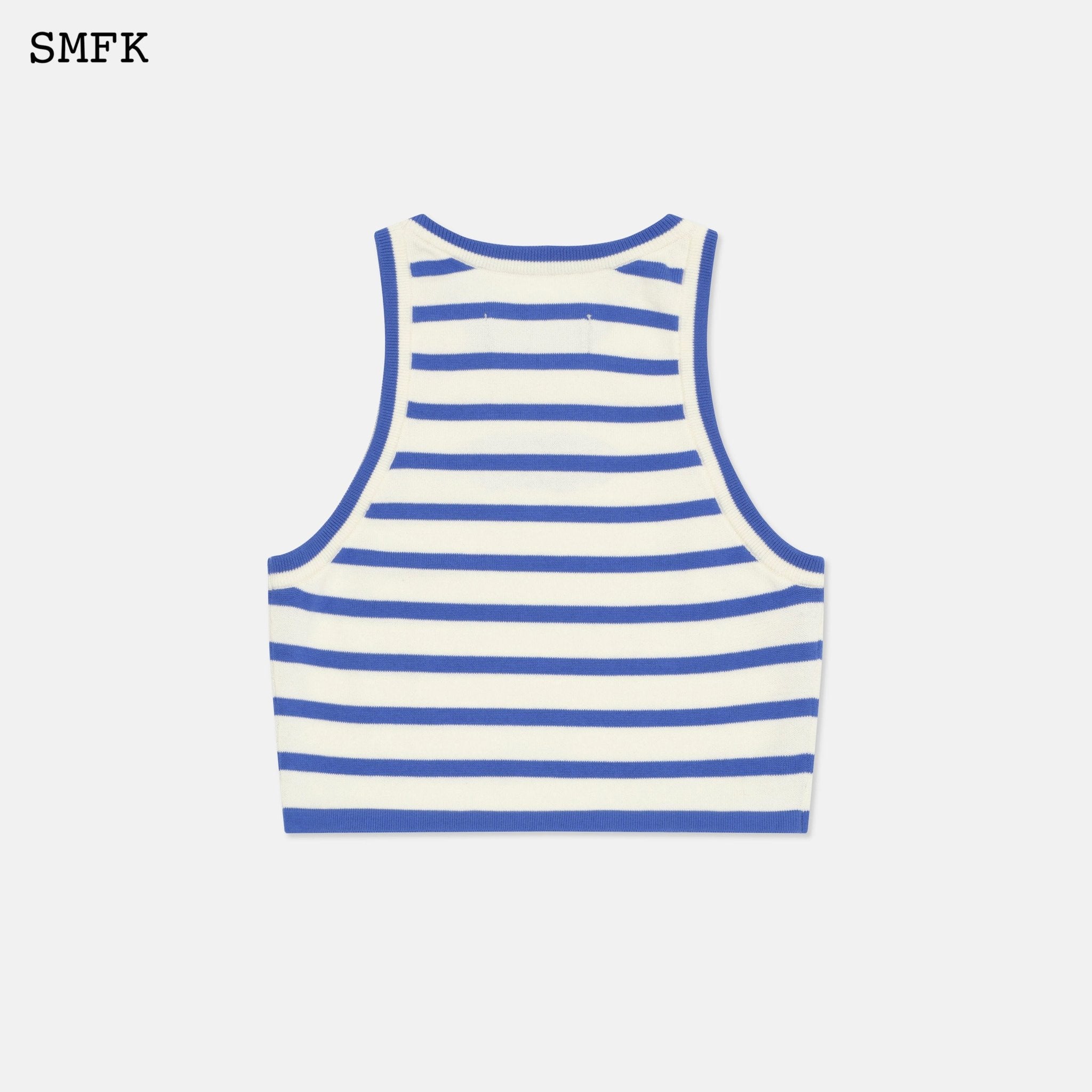 SMFK Compass Pima Cotton Blue Stripe Vest | MADA IN CHINA