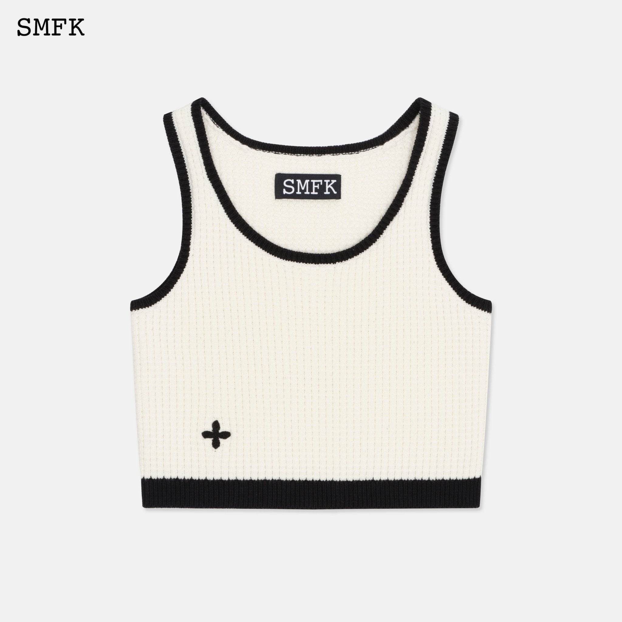 SMFK Compass Pixel Knitted White Vest | MADA IN CHINA