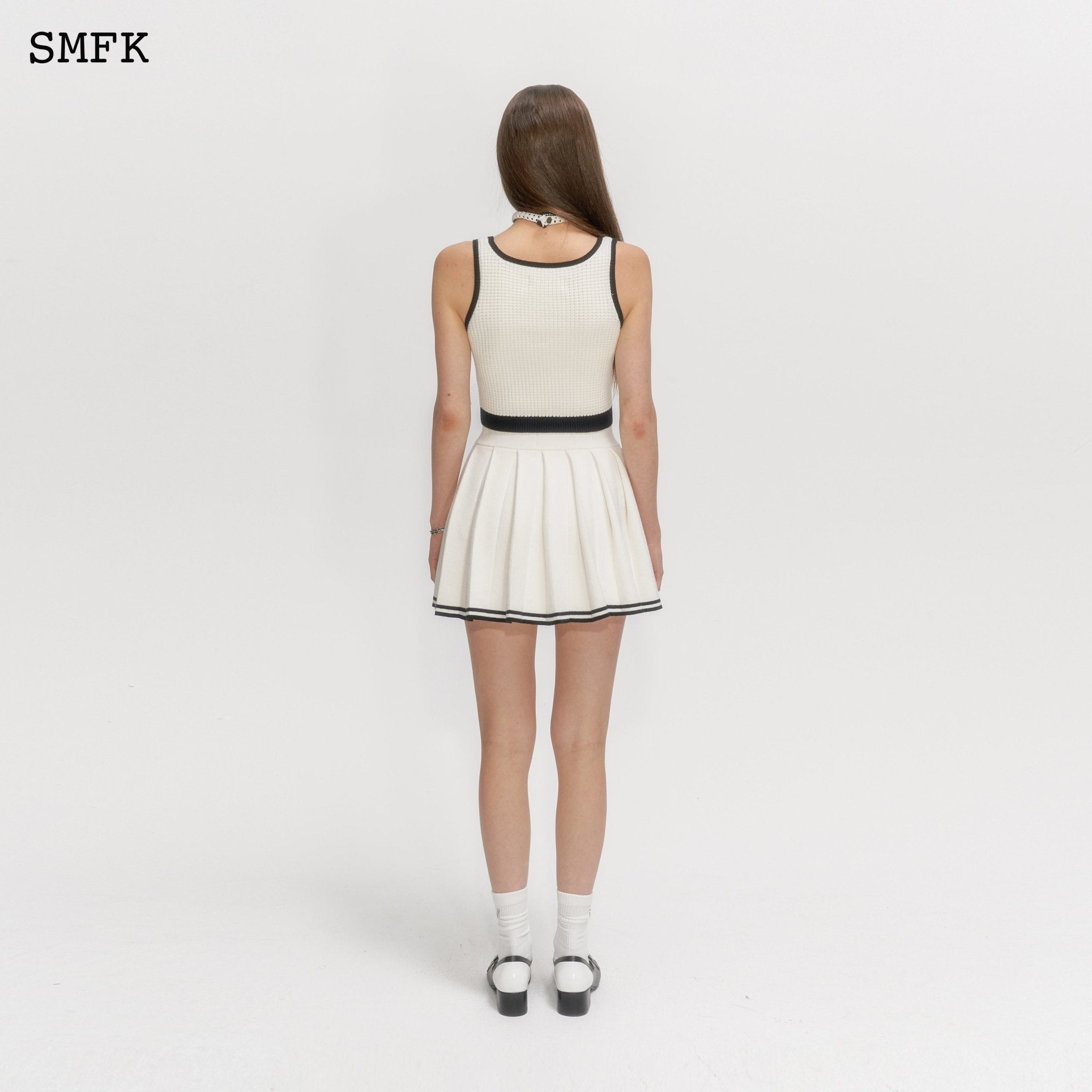 SMFK Compass Pixel Knitted White Vest | MADA IN CHINA