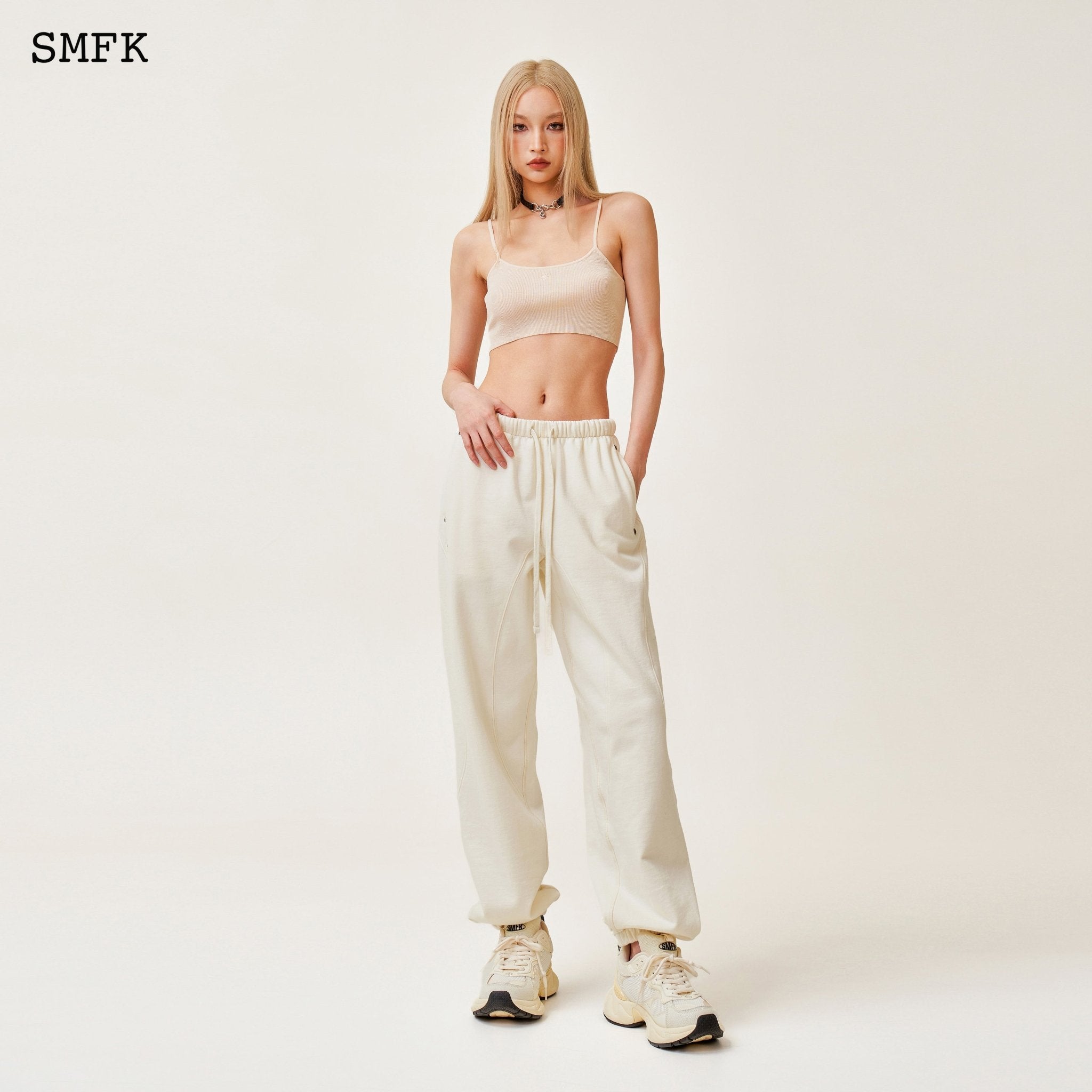 SMFK Compass Rush Jogging Sweatpants In White | MADA IN CHINA