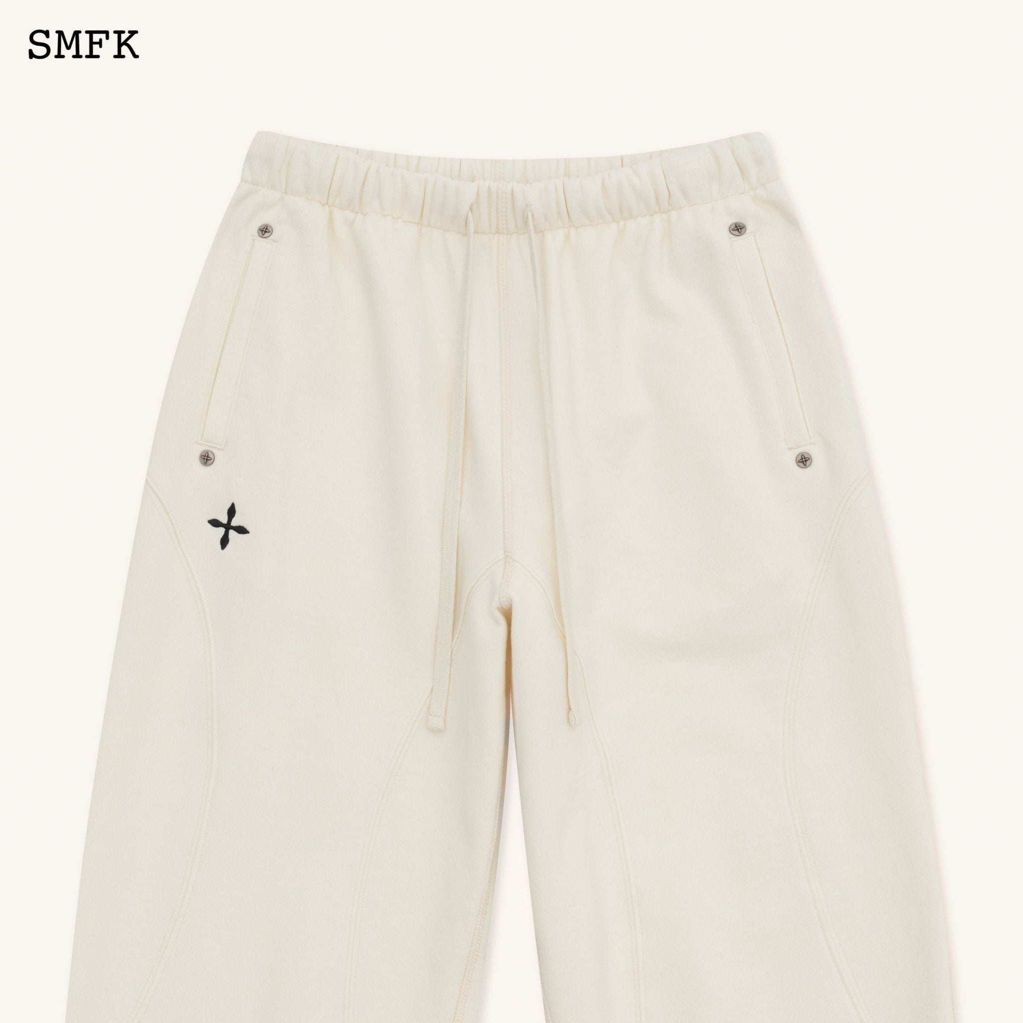 SMFK Compass Rush Jogging Sweatpants In White | MADA IN CHINA