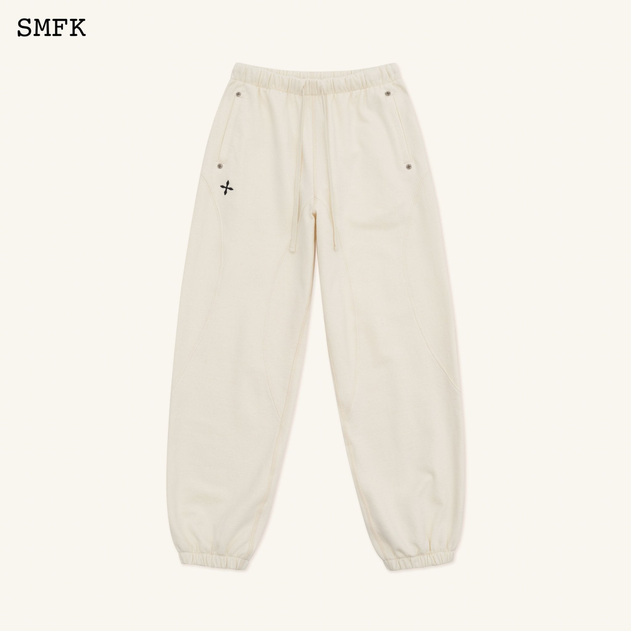 SMFK Compass Rush Jogging Sweatpants In White | MADA IN CHINA