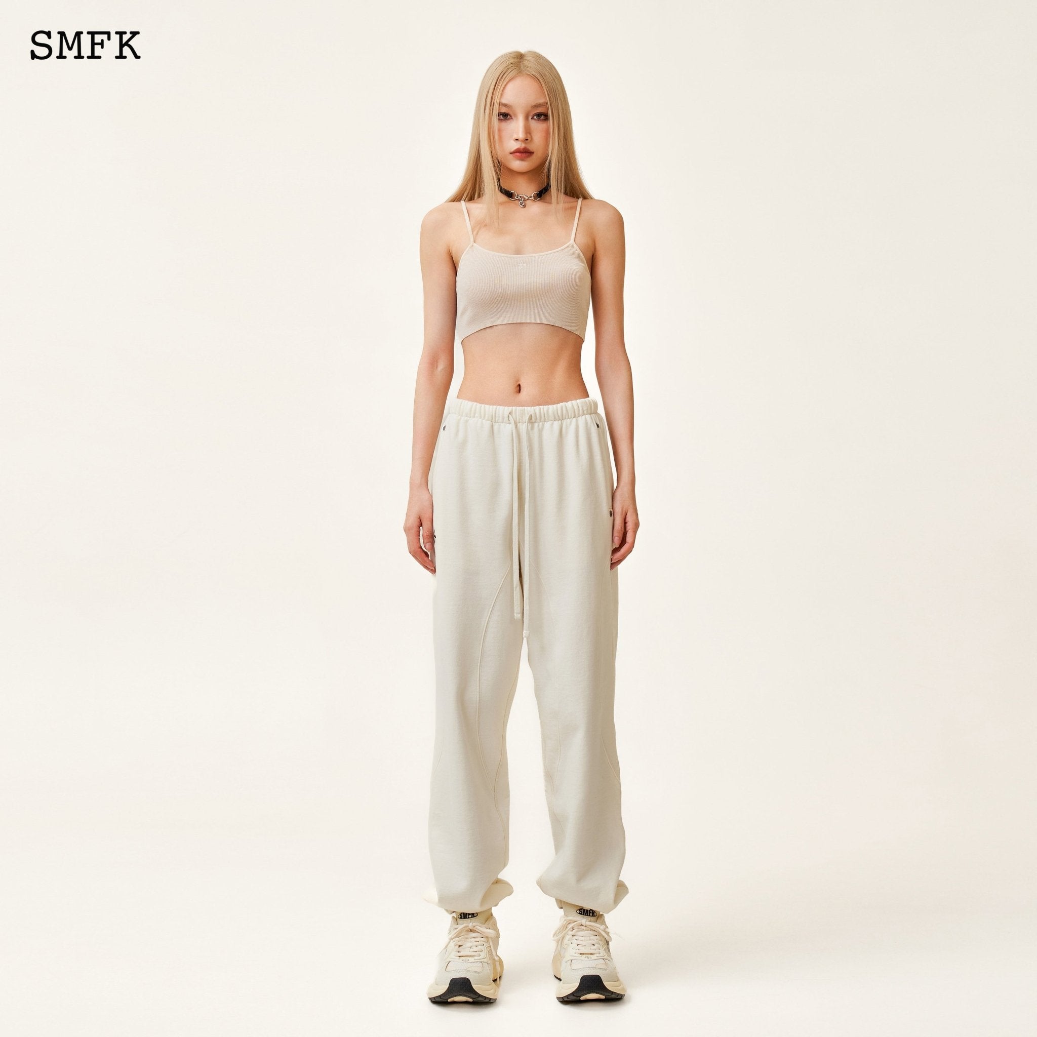 SMFK Compass Rush Jogging Sweatpants In White | MADA IN CHINA