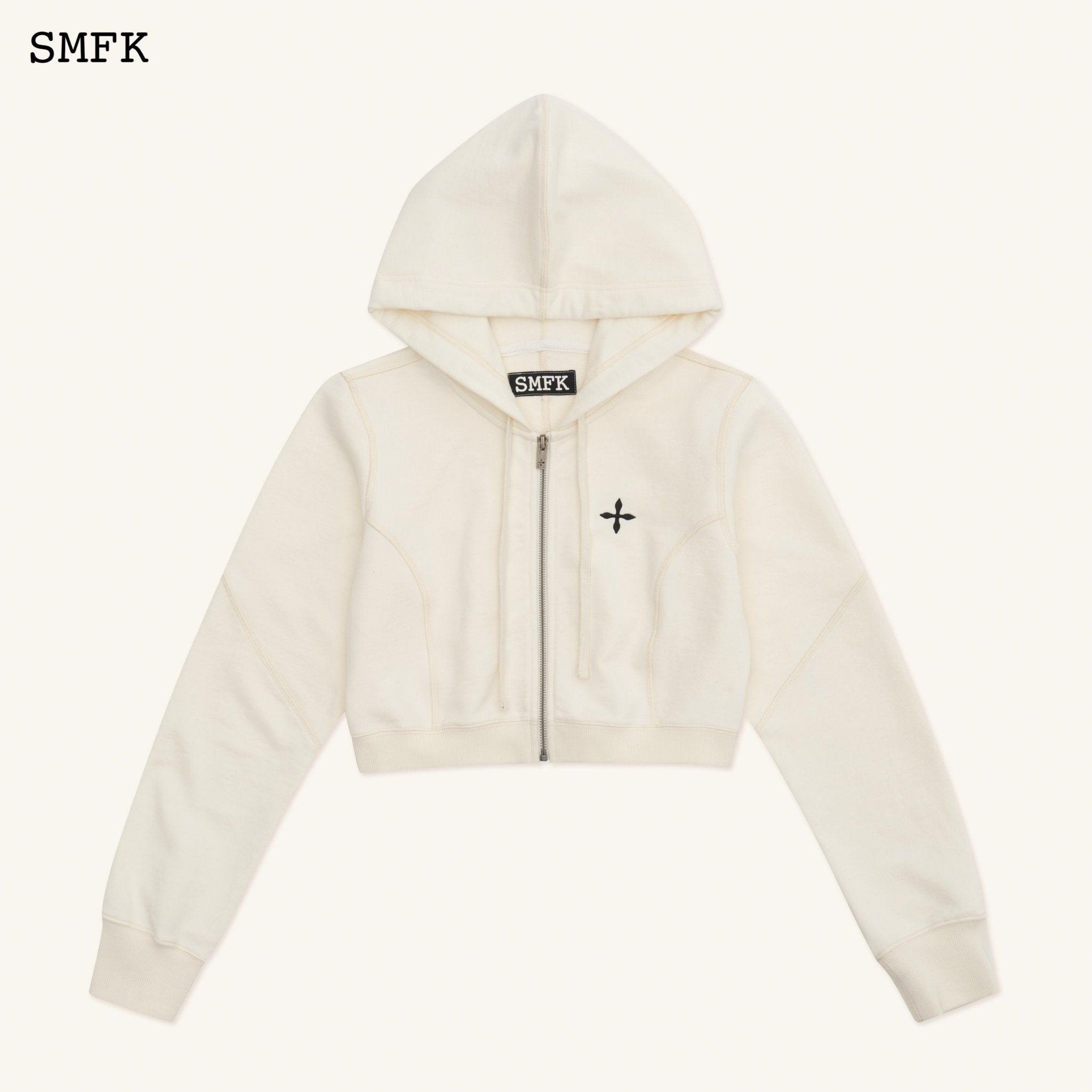 SMFK Compass Rush Short Sporty Hoodie In White | MADA IN CHINA