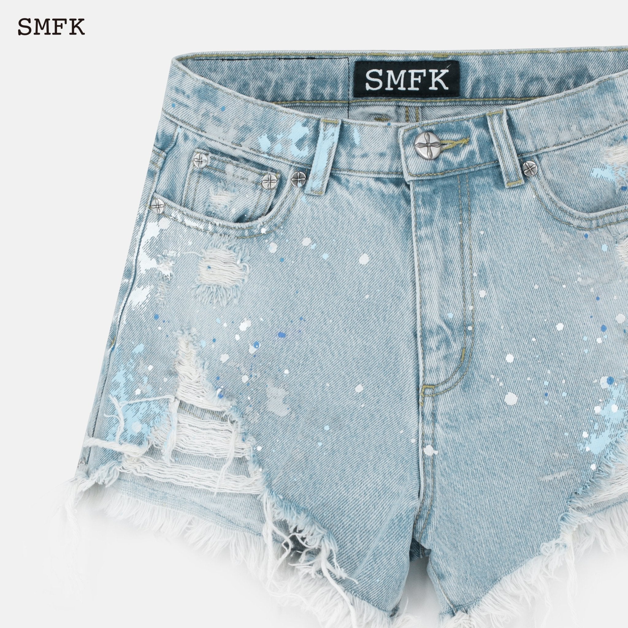 SMFK Compass Straight Leg Shorts Blue | MADA IN CHINA